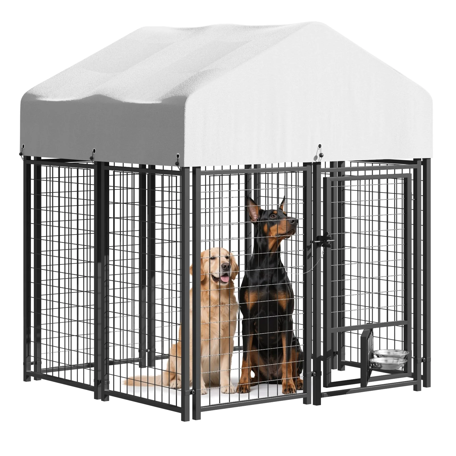 VITESSE 8x4x4 FT Heavy Duty Large Dog Kennel for Large Dogs,Dog Kennel Outside Playpen with Two Bowls & Secure Lock - Image 2