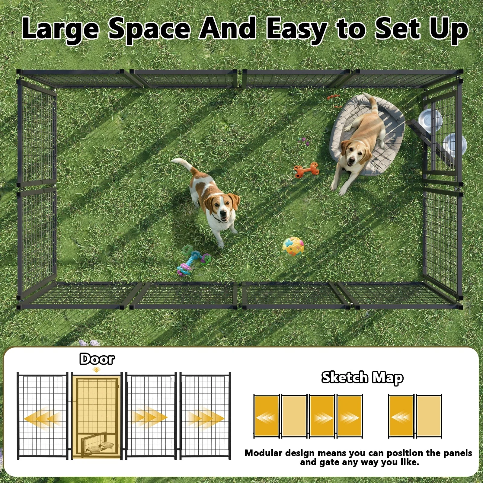 VITESSE 8x4x4 FT Heavy Duty Large Dog Kennel for Large Dogs,Dog Kennel Outside Playpen with Two Bowls & Secure Lock - Image 21