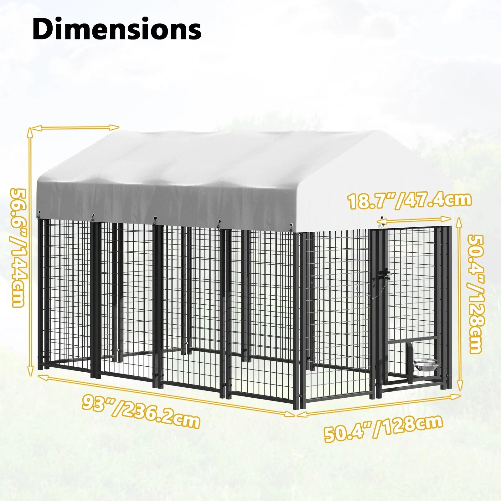 VITESSE 8x4x4 FT Heavy Duty Large Dog Kennel for Large Dogs,Dog Kennel Outside Playpen with Two Bowls & Secure Lock - Image 23