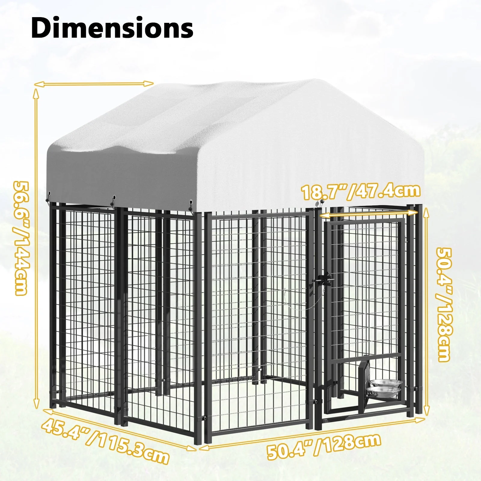 VITESSE 8x4x4 FT Heavy Duty Large Dog Kennel for Large Dogs,Dog Kennel Outside Playpen with Two Bowls & Secure Lock - Image 7