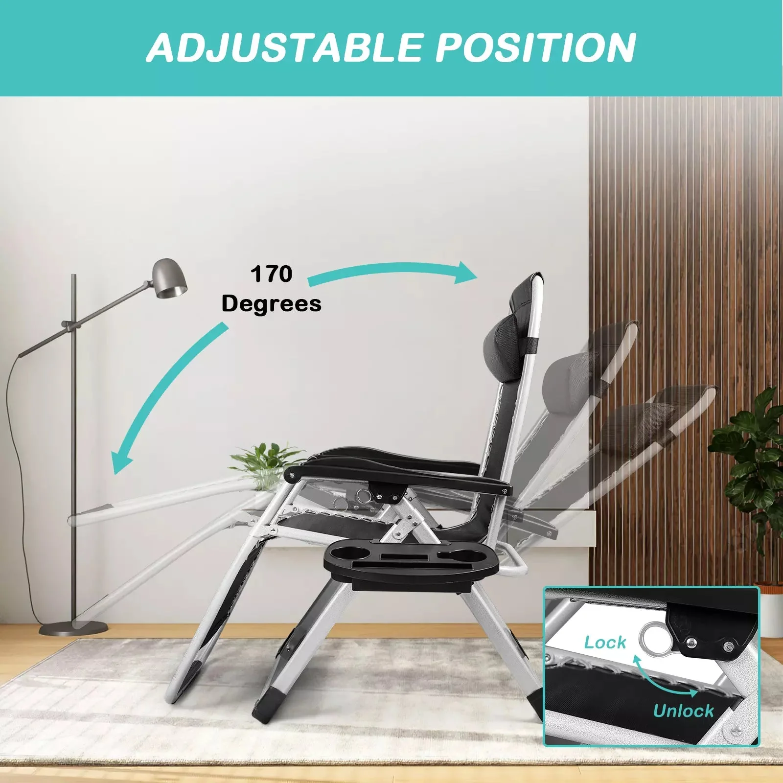 WALEAF Adjustable Folding Reclining Lounge Chair - Image 6