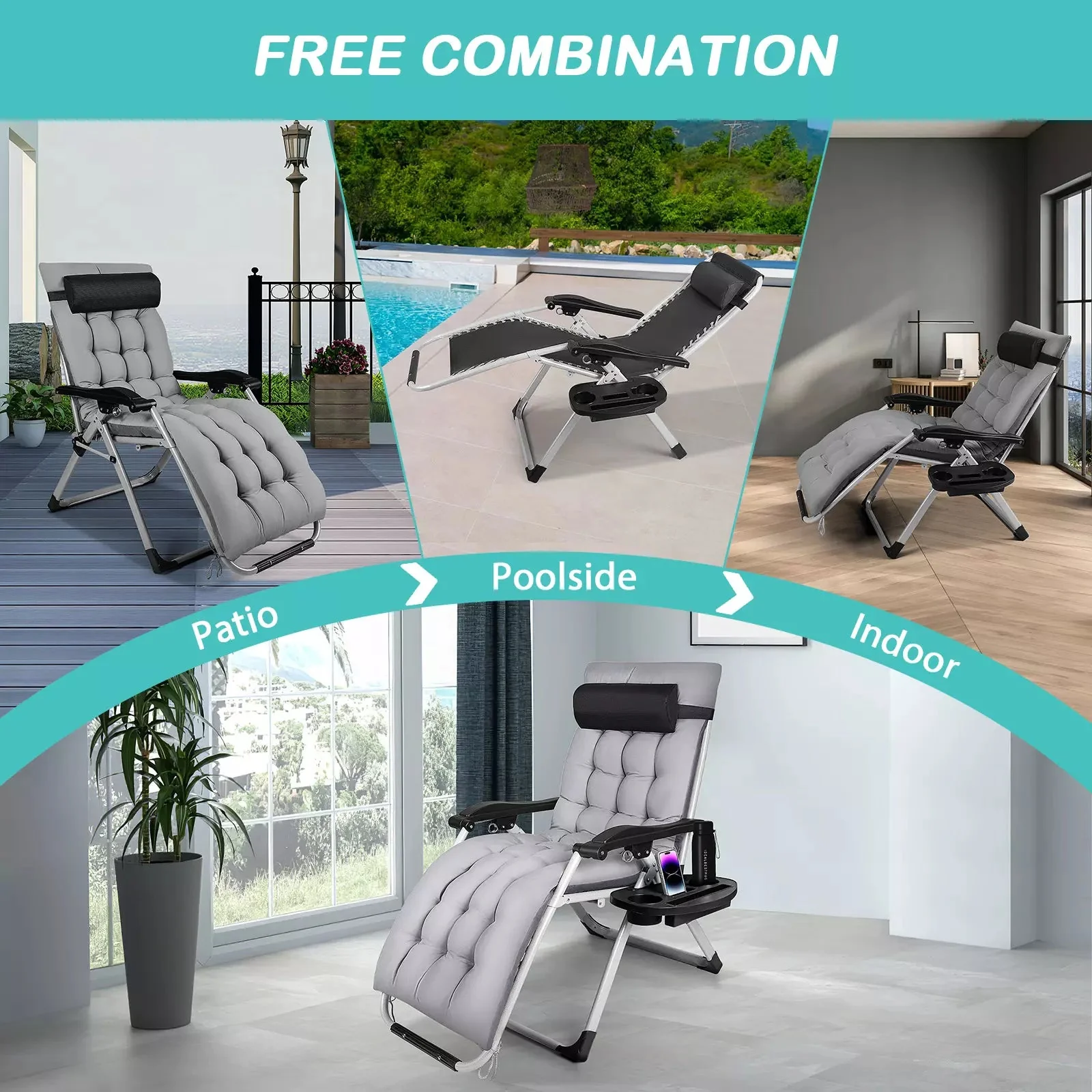 WALEAF Adjustable Folding Reclining Lounge Chair - Image 7
