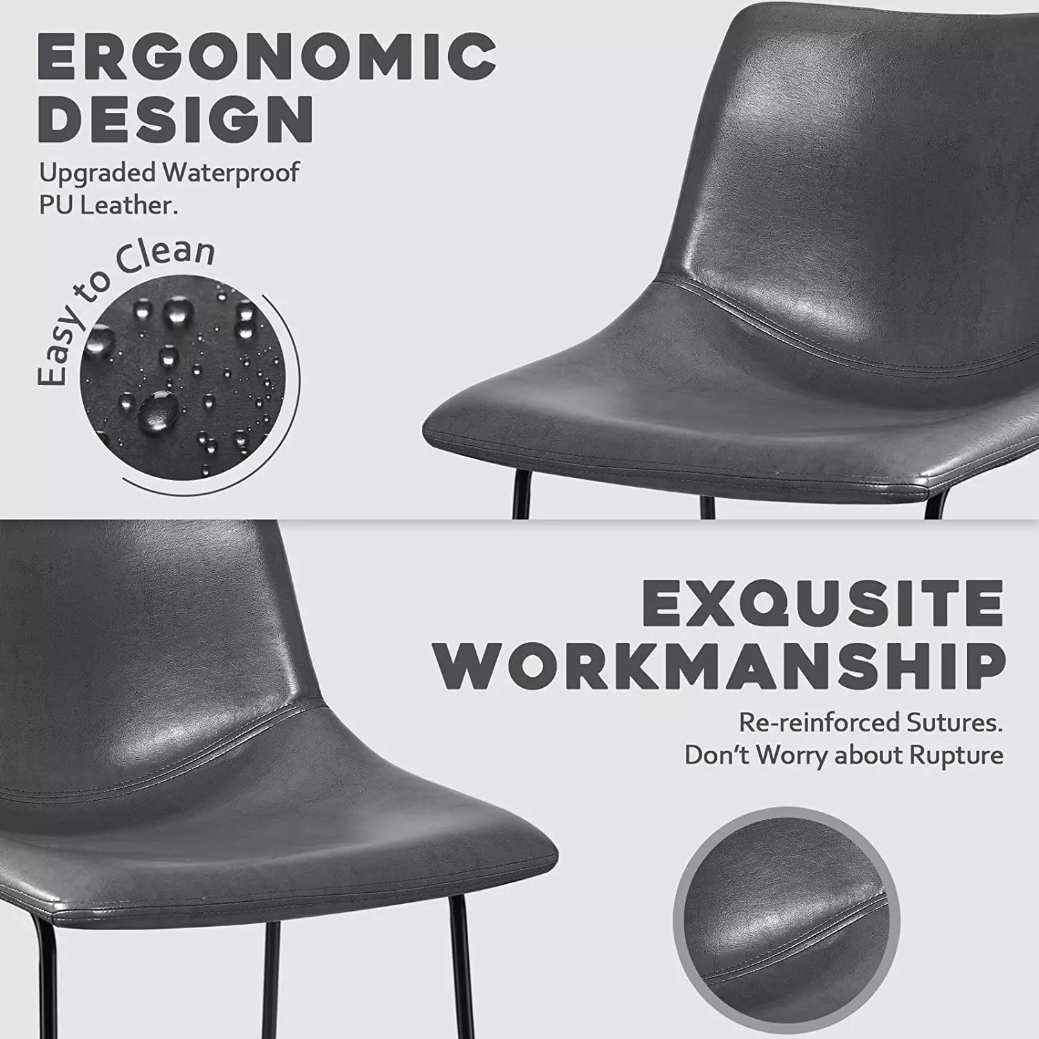 Waleaf Bar Stools Set of 2,Counter Height Bar Stools with Back, Modern PU Leather Stools BAR01 - Image 11