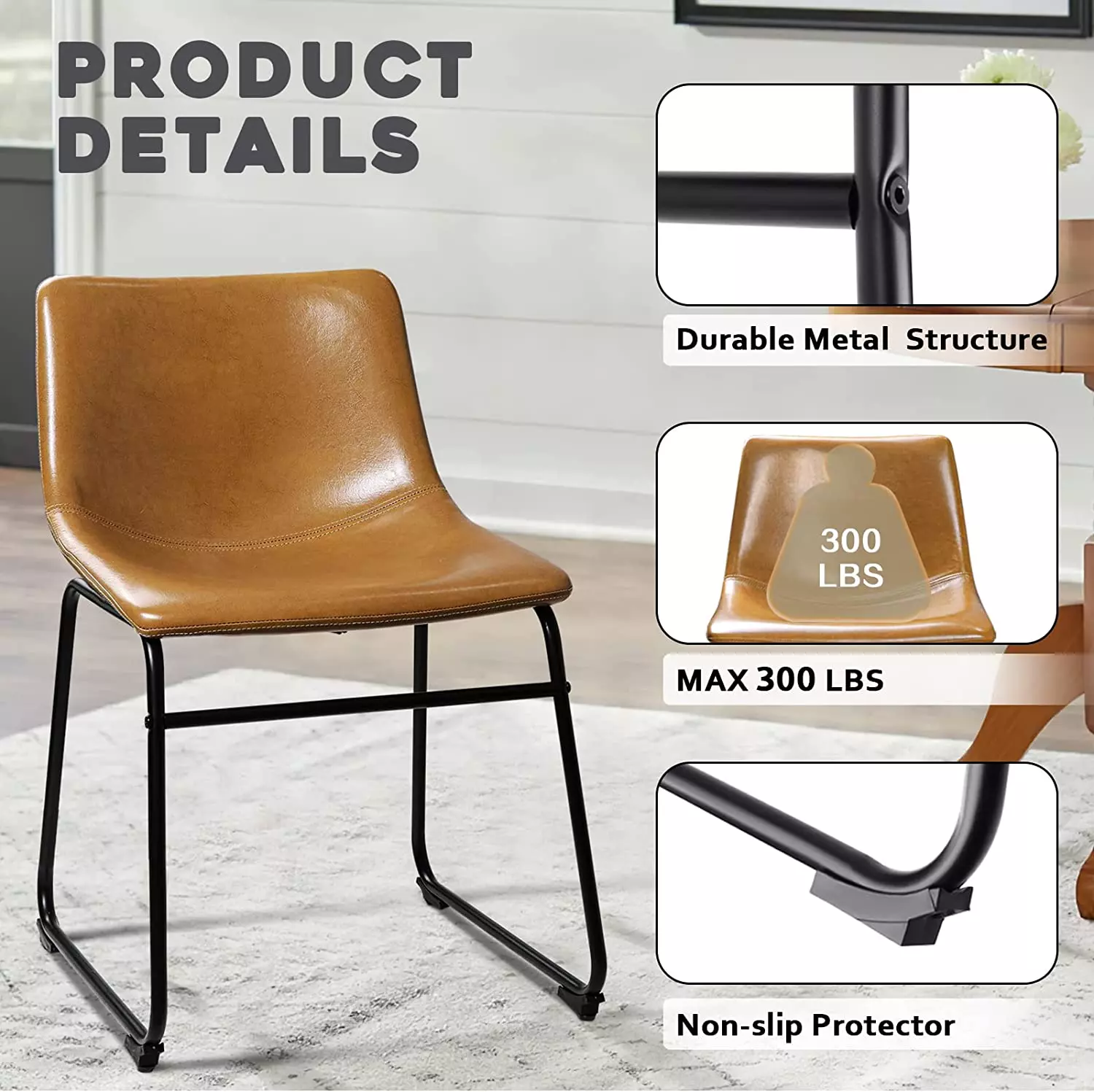 Waleaf Bar Stools Set of 2,Counter Height Bar Stools with Back, Modern PU Leather Stools BAR01 - Image 17