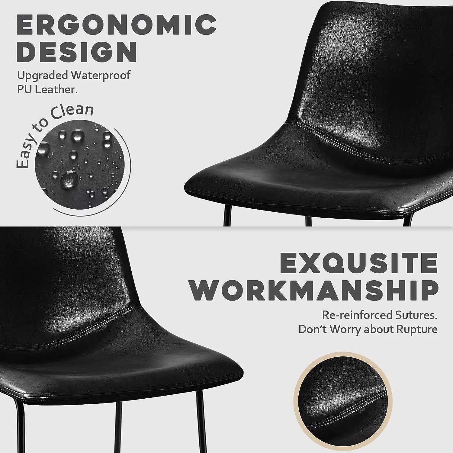Waleaf Bar Stools Set of 2,Counter Height Bar Stools with Back, Modern PU Leather Stools BAR01 - Image 31