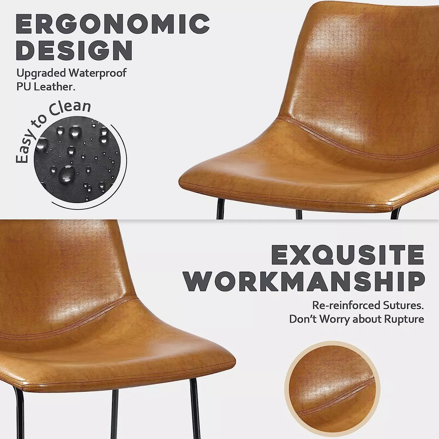 Waleaf Bar Stools Set of 2,Counter Height Bar Stools with Back, Modern PU Leather Stools BAR01 - Image 45