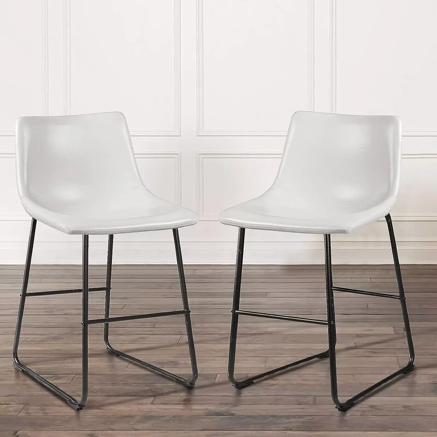 Waleaf Bar Stools Set of 2,Counter Height Bar Stools with Back, Modern PU Leather Stools BAR01 - Image 50