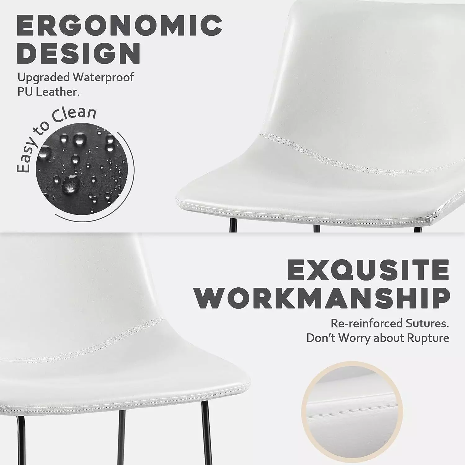 Waleaf Bar Stools Set of 2,Counter Height Bar Stools with Back, Modern PU Leather Stools BAR01 - Image 54