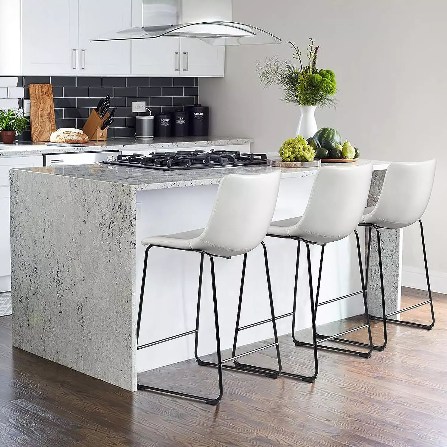 Waleaf Bar Stools Set of 2,Counter Height Bar Stools with Back, Modern PU Leather Stools BAR01 - Image 56