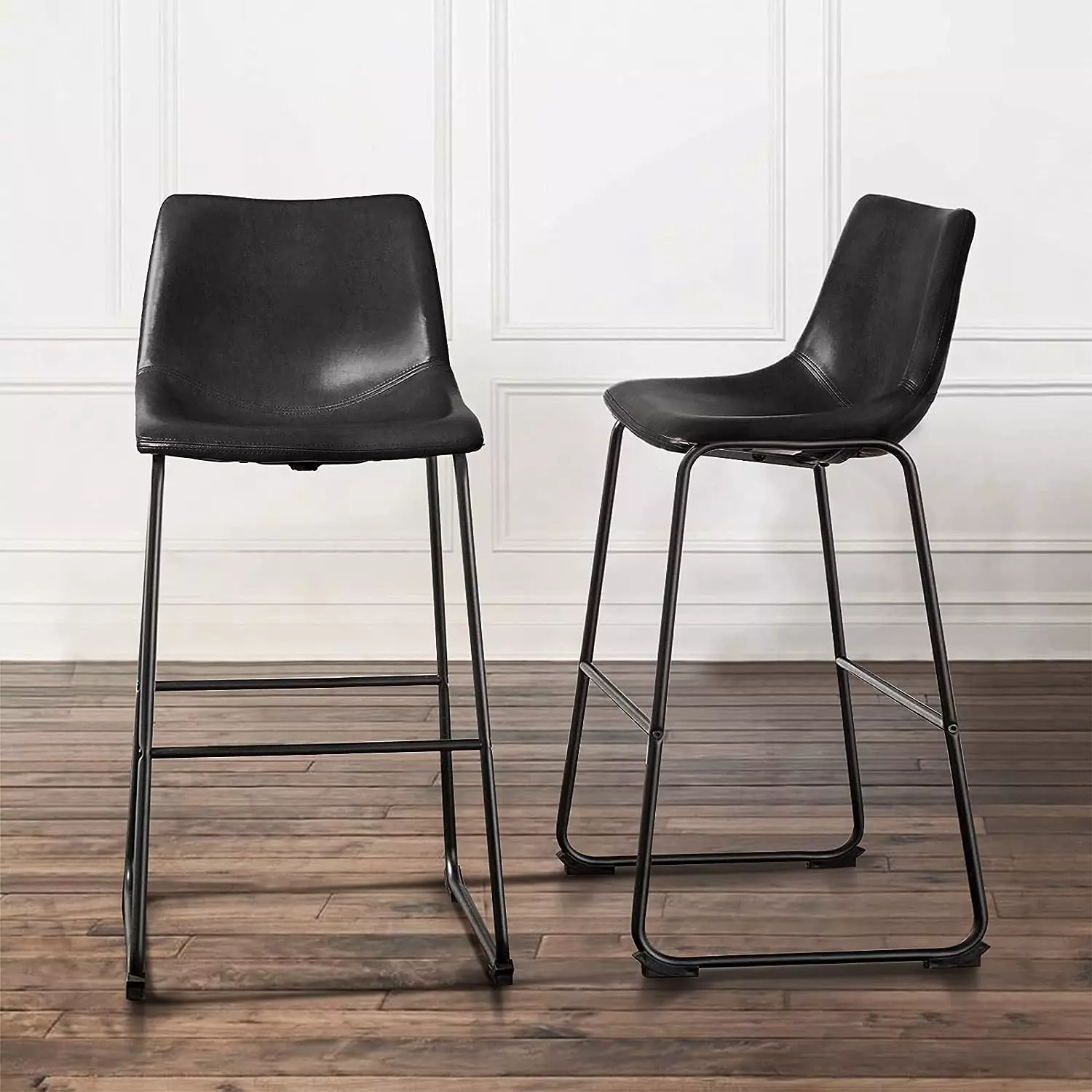 Waleaf Bar Stools Set of 2,Counter Height Bar Stools with Back, Modern PU Leather Stools BAR01 - Image 57