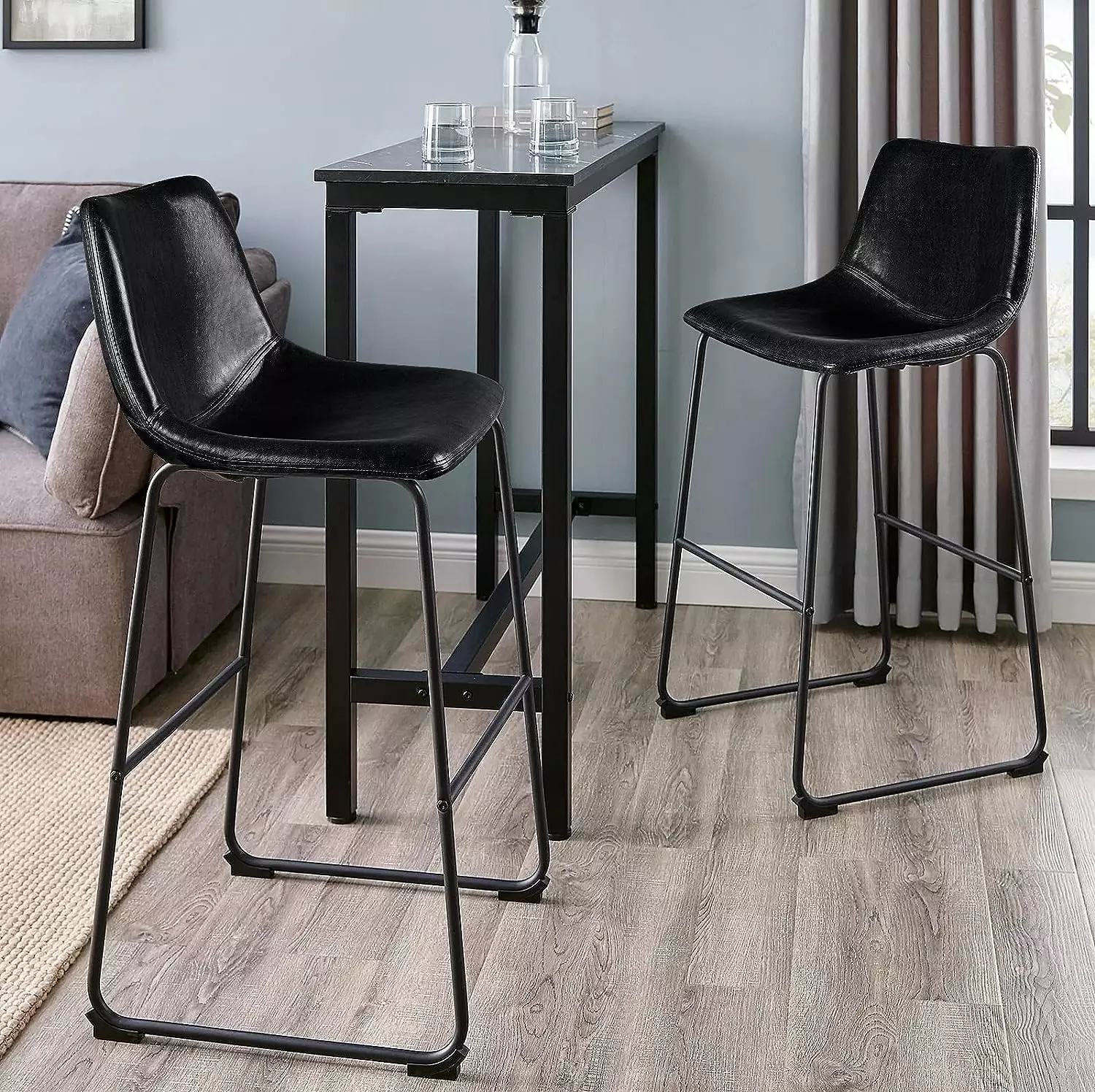 Waleaf Bar Stools Set of 2,Counter Height Bar Stools with Back, Modern PU Leather Stools BAR01 - Image 62
