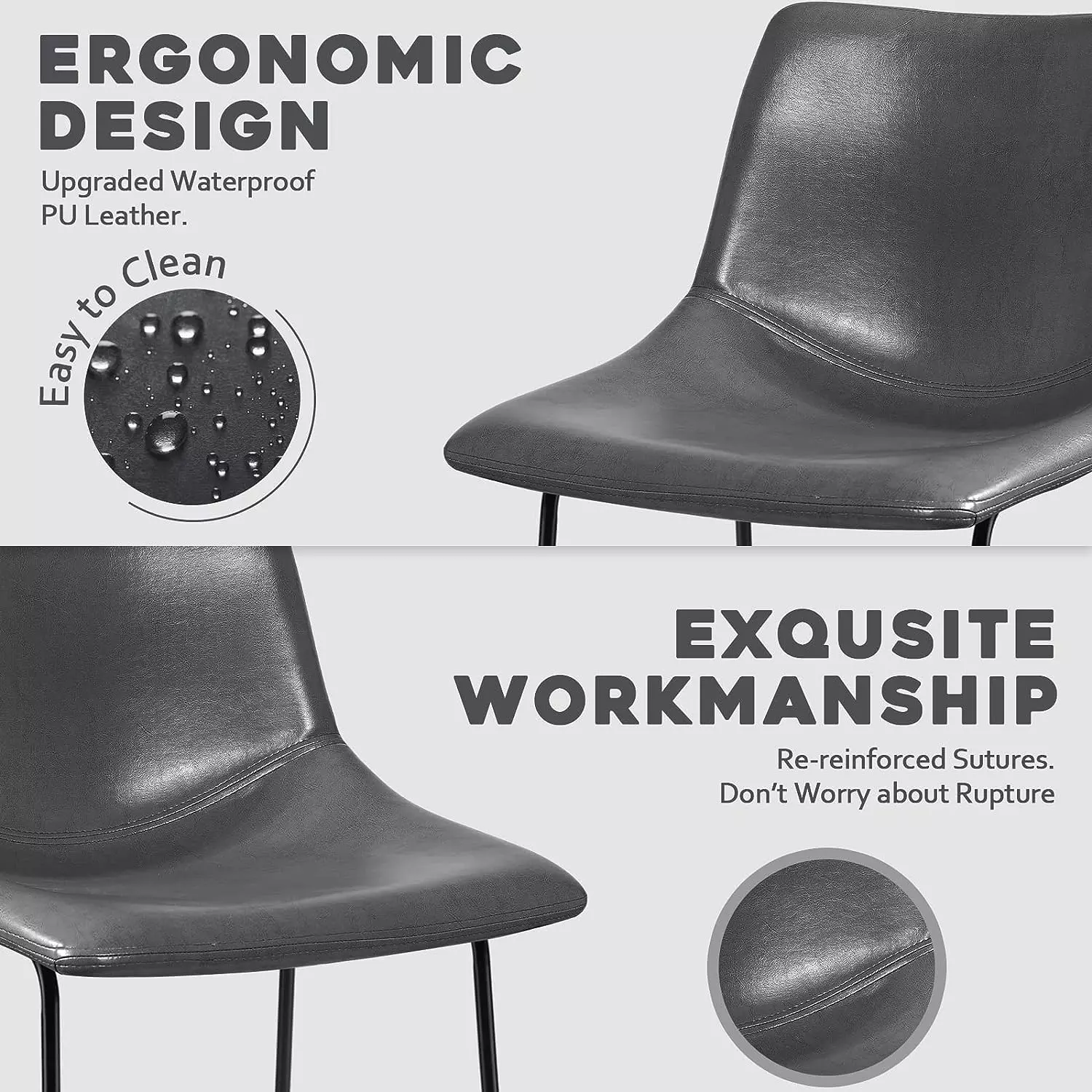 Waleaf Bar Stools Set of 2,Counter Height Bar Stools with Back, Modern PU Leather Stools BAR01 - Image 66