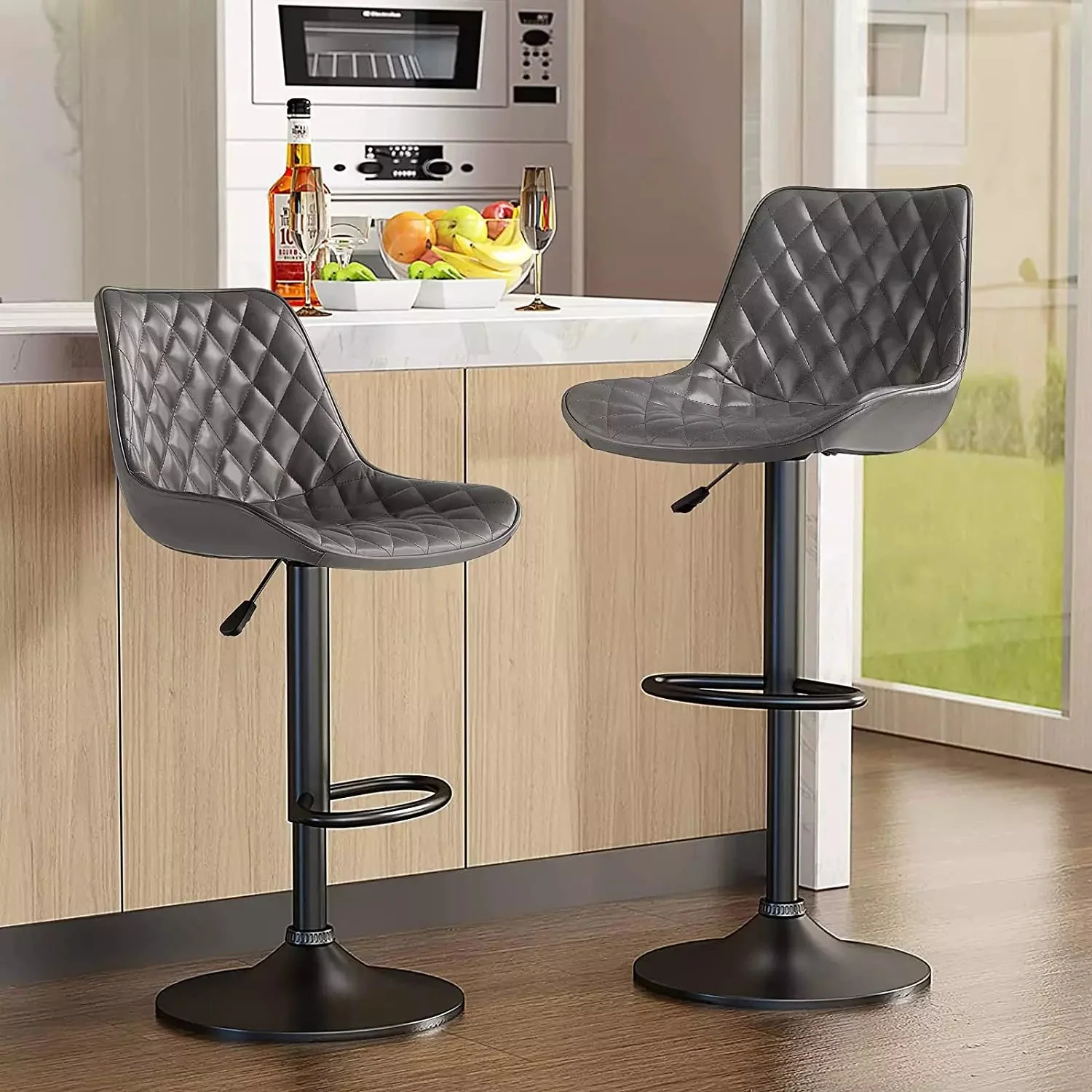 Waleaf Bar Stools Set of 2,Counter Heigh Faux Leather Adjustable Bar Stools BAR03 - Image 15