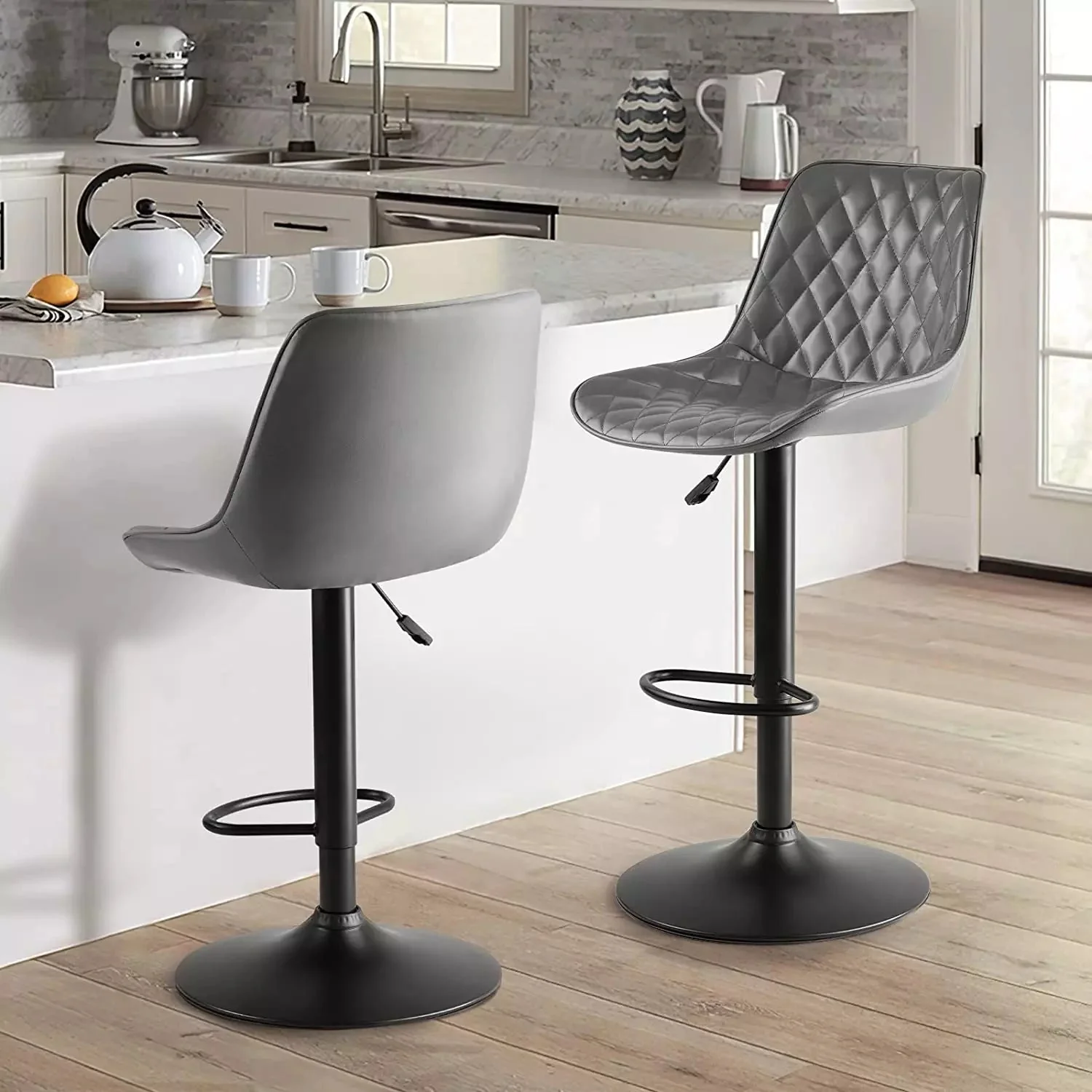 Waleaf Bar Stools Set of 2,Counter Heigh Faux Leather Adjustable Bar Stools BAR03 - Image 16