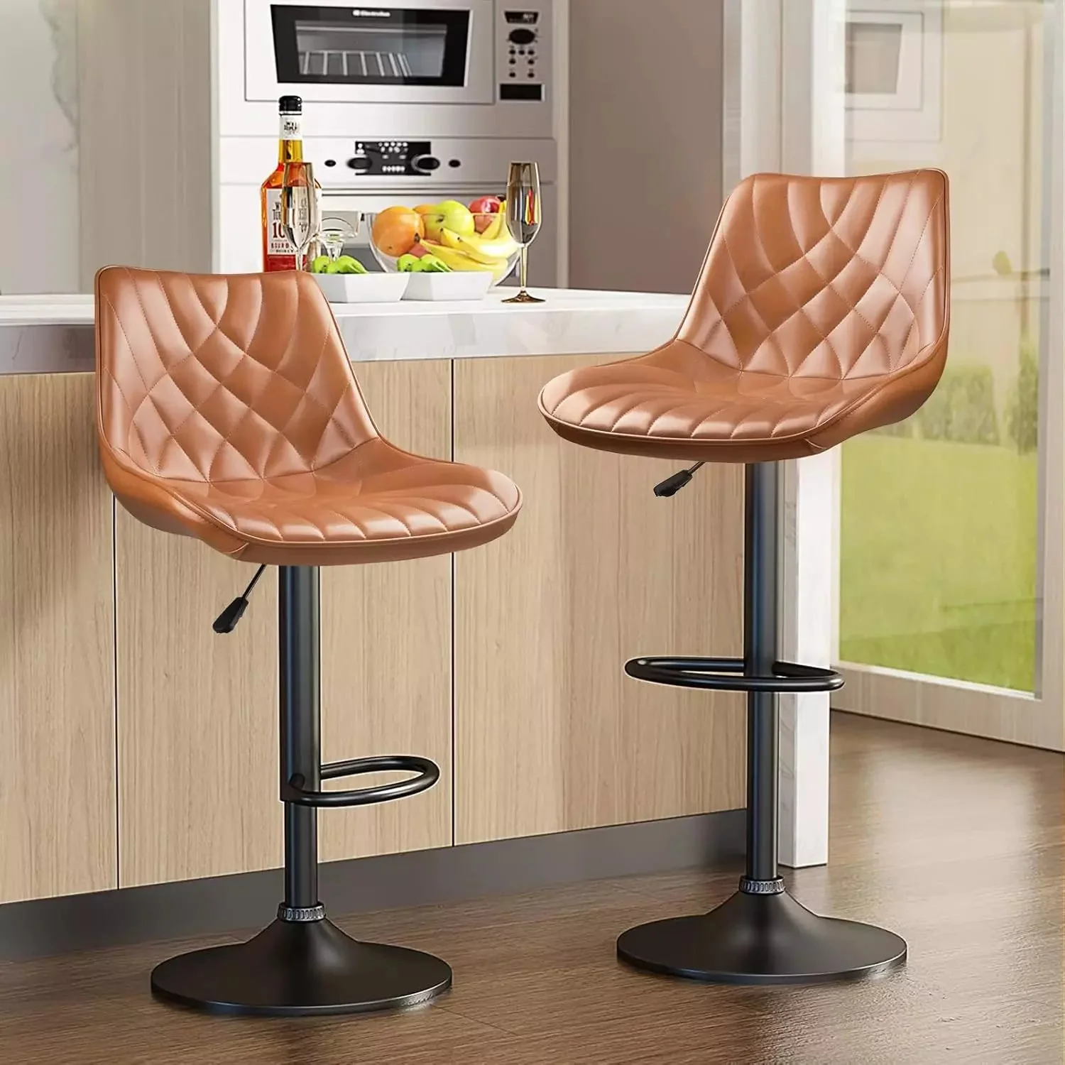 Waleaf Bar Stools Set of 2,Counter Heigh Faux Leather Adjustable Bar Stools BAR03 - Image 22