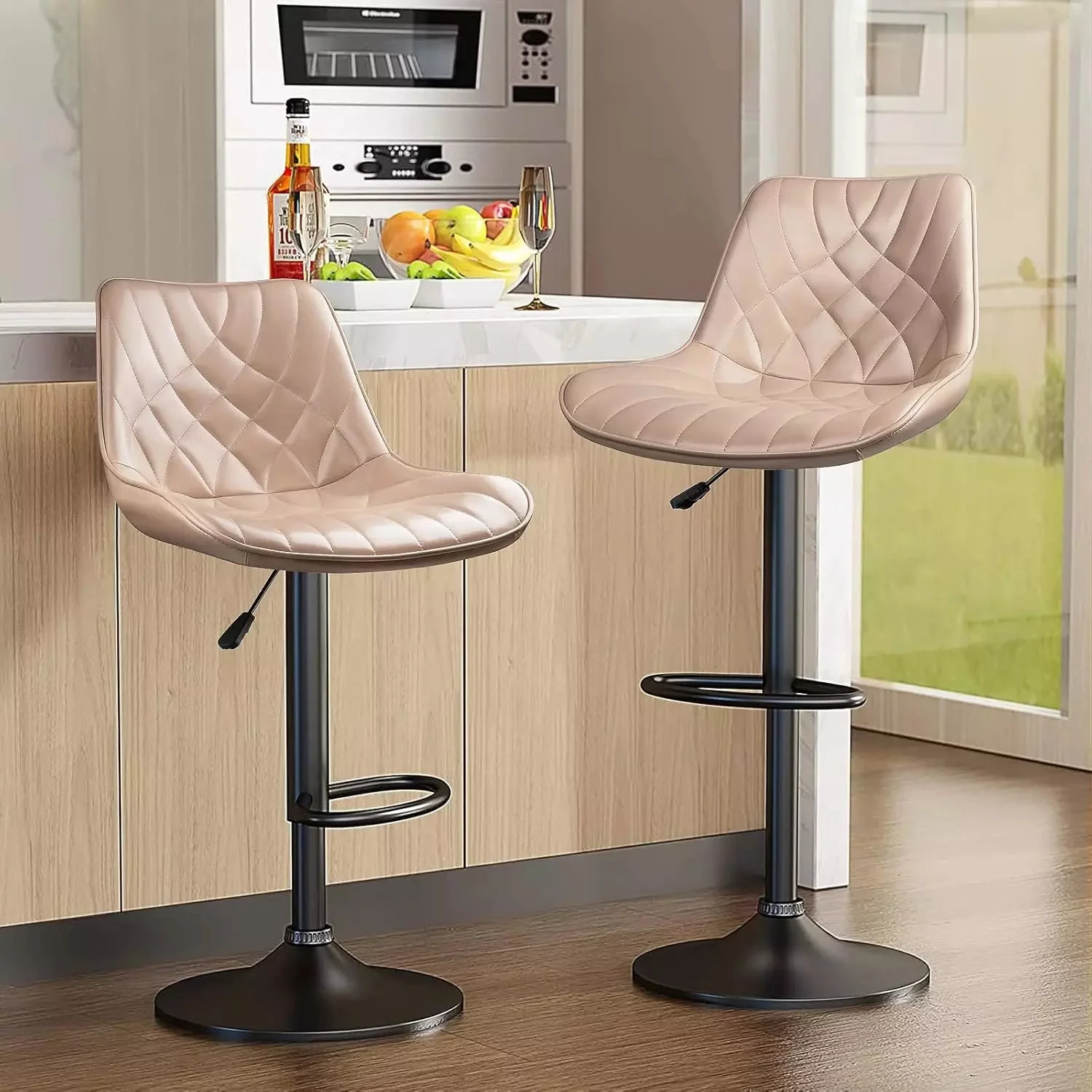 Waleaf Bar Stools Set of 2,Counter Heigh Faux Leather Adjustable Bar Stools BAR03 - Image 23