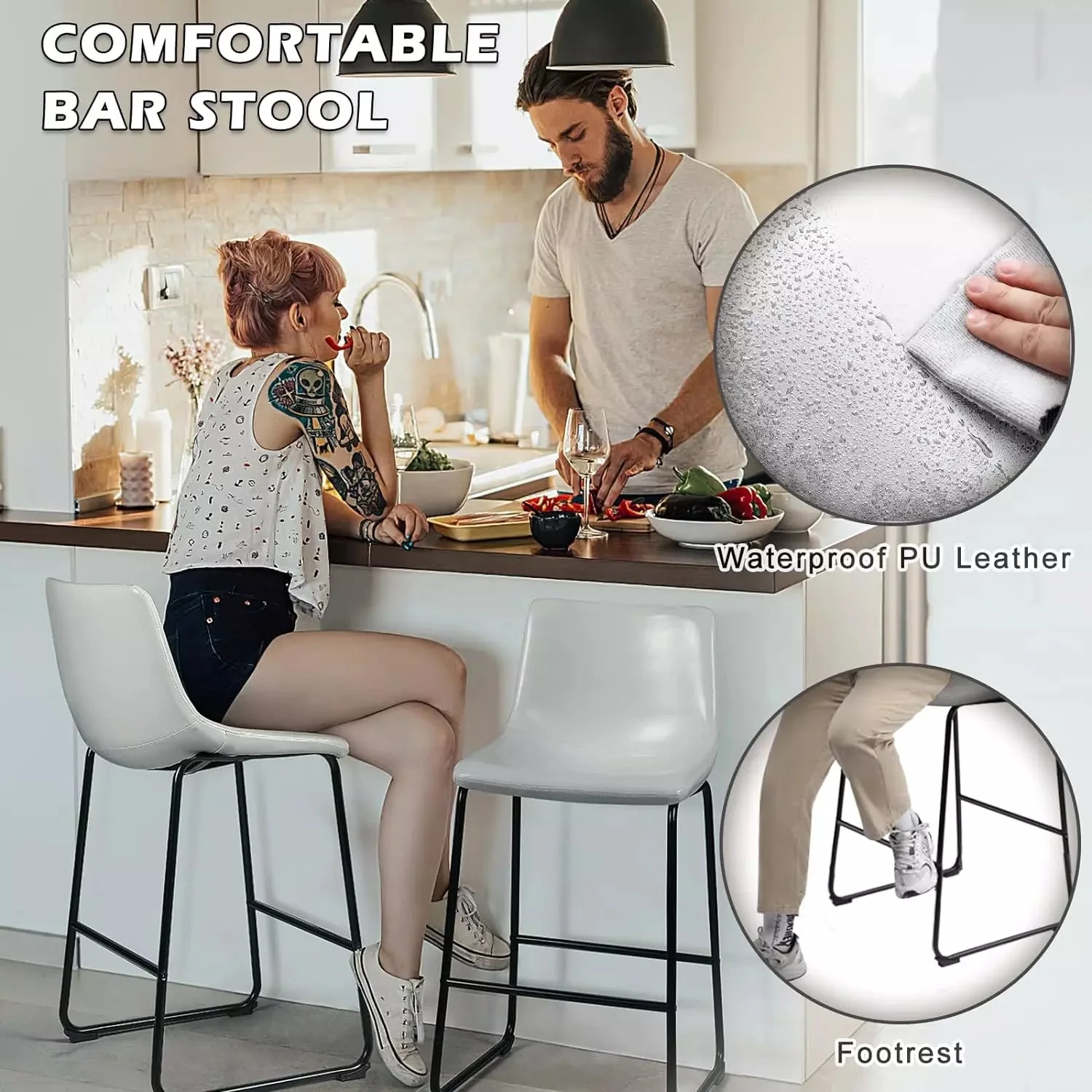 Vitesse Bar Stools ,Counter Height Bar Stools with Back - Image 23