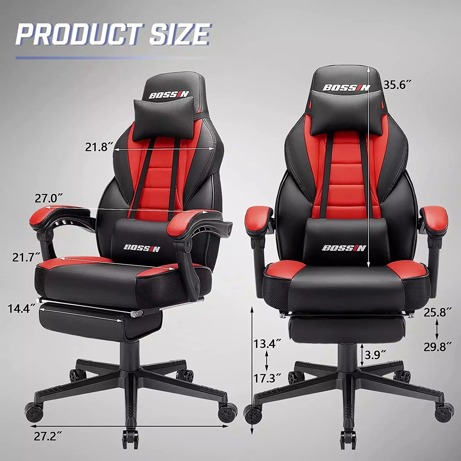BOSSIN Big and Tall Heavy Duty PC Gaming Chair, Ergonomic Video Game Chairs with Footrest - Image 13
