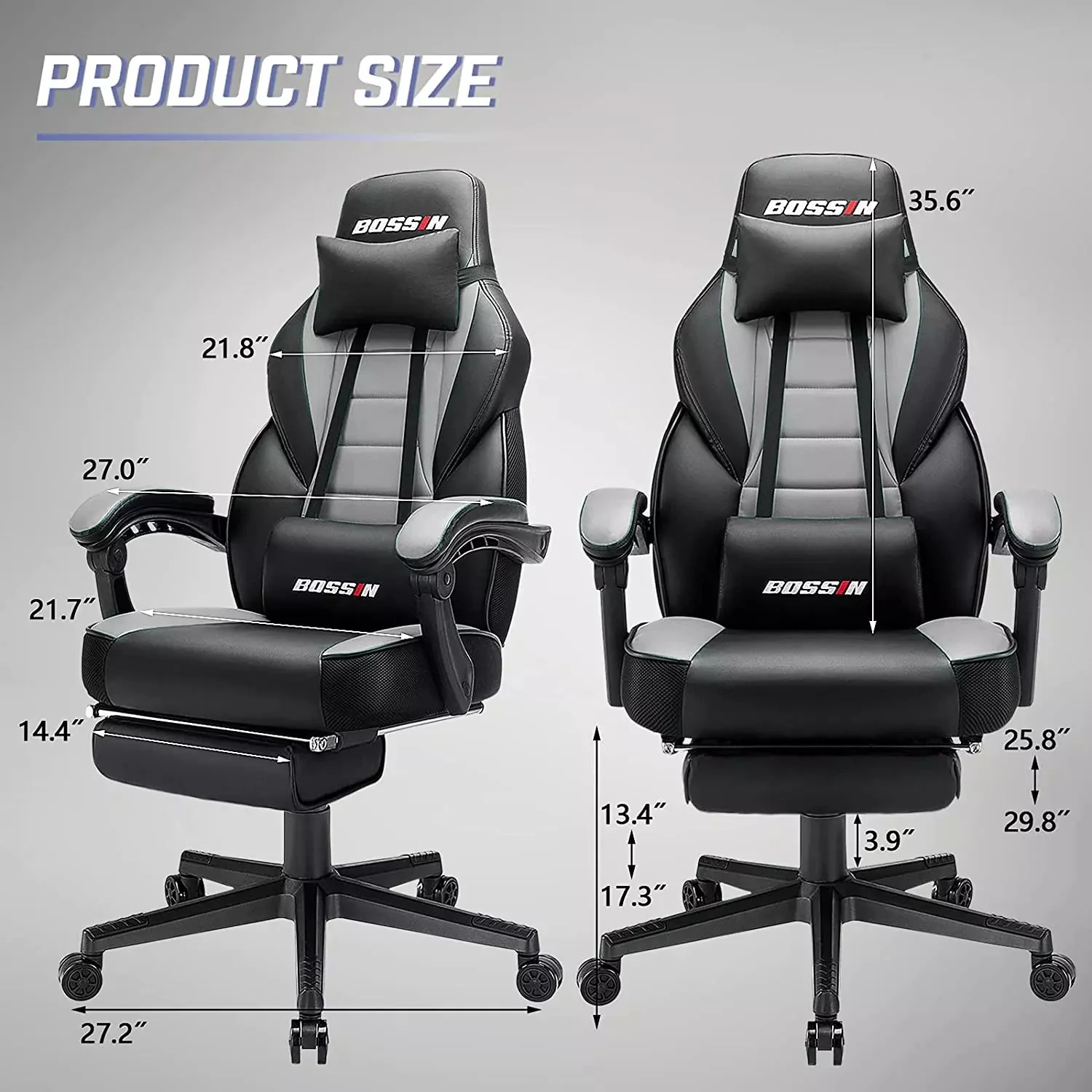 BOSSIN Big and Tall Heavy Duty PC Gaming Chair, Ergonomic Video Game Chairs with Footrest - Image 2