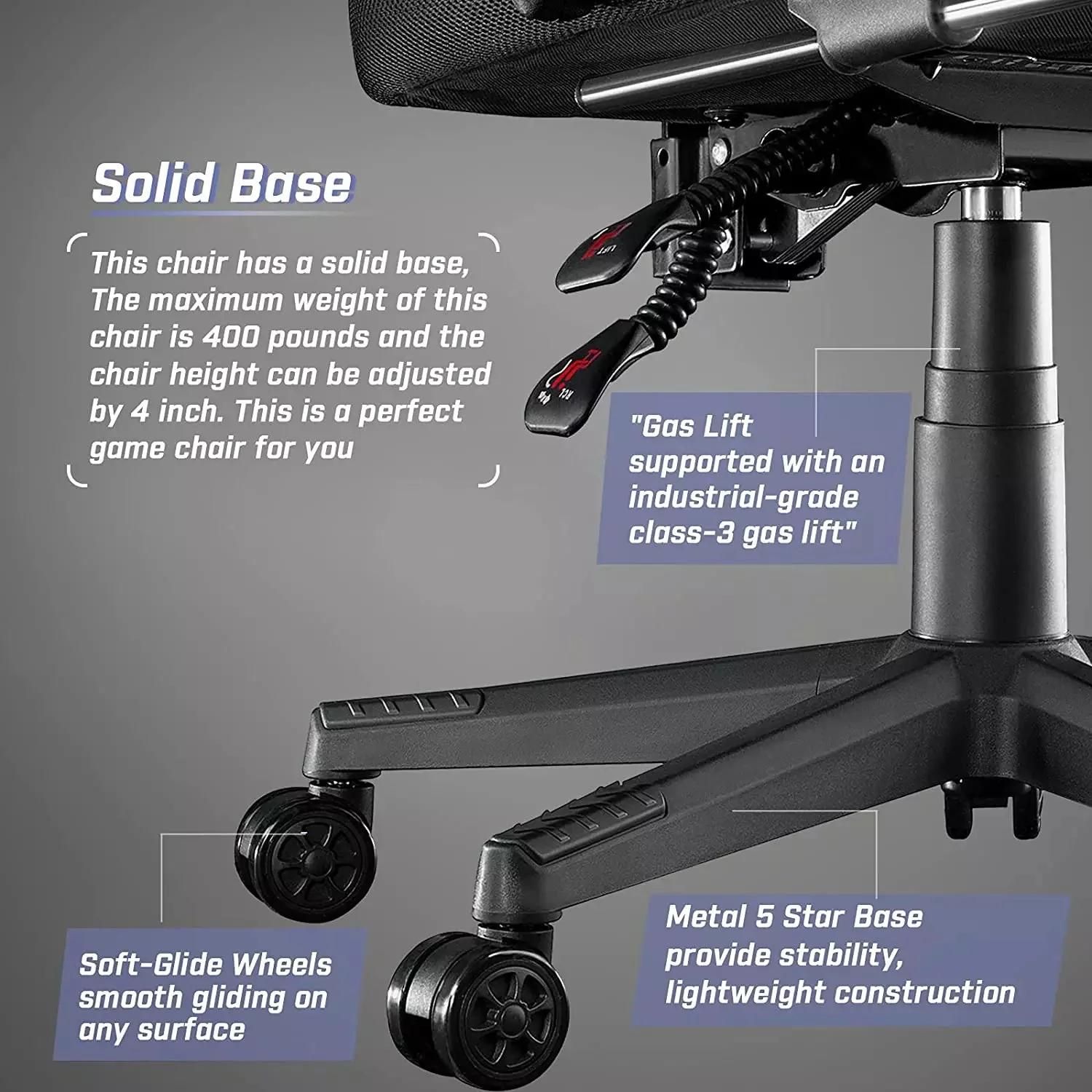 BOSSIN Big and Tall Heavy Duty PC Gaming Chair, Ergonomic Video Game Chairs with Footrest - Image 3