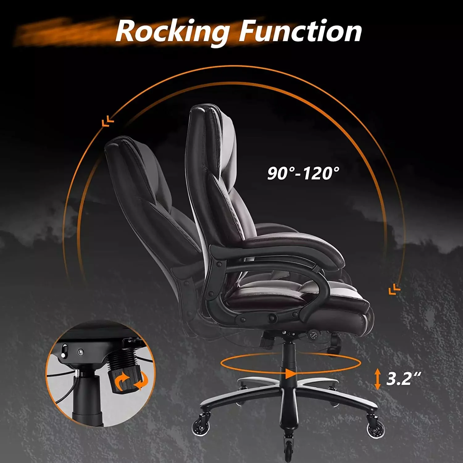 VITESSE Big and Tall Office Chair 500lbs, Adjustable Lumbar Support Executive Office Chair - Image 12