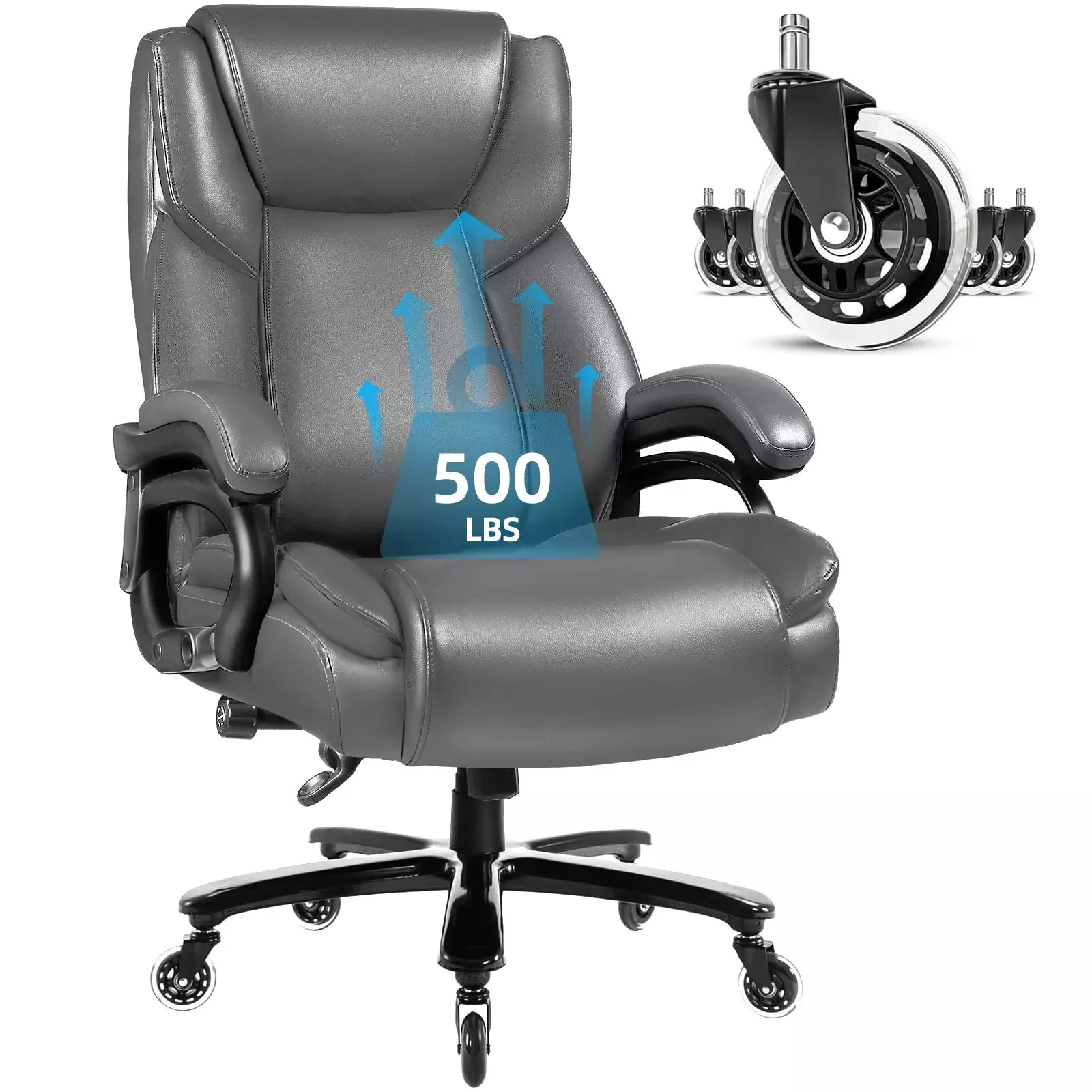 VITESSE Big and Tall Office Chair 500lbs, Adjustable Lumbar Support Executive Office Chair - Image 17