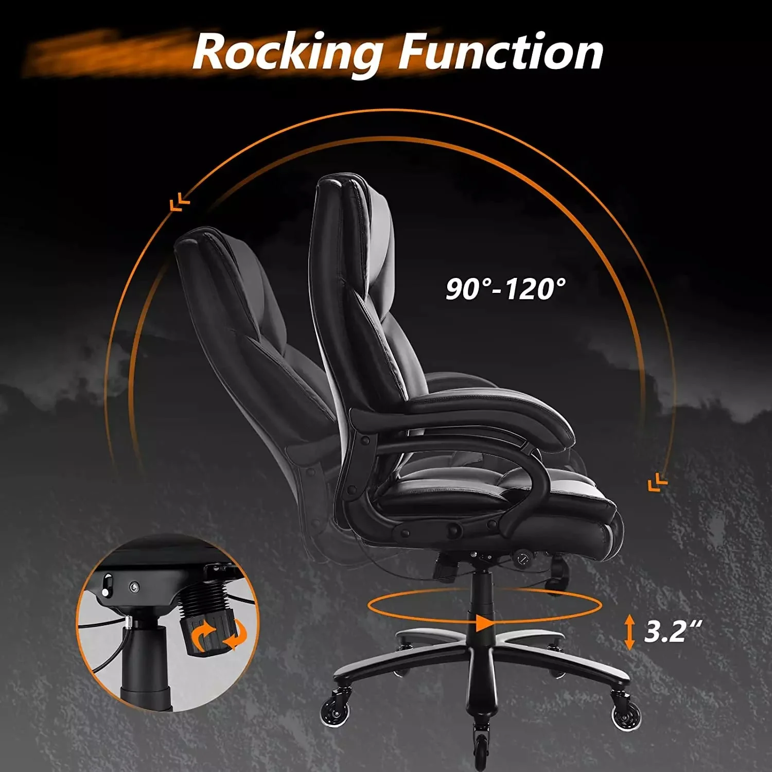 VITESSE Big and Tall Office Chair 500lbs, Adjustable Lumbar Support Executive Office Chair - Image 5