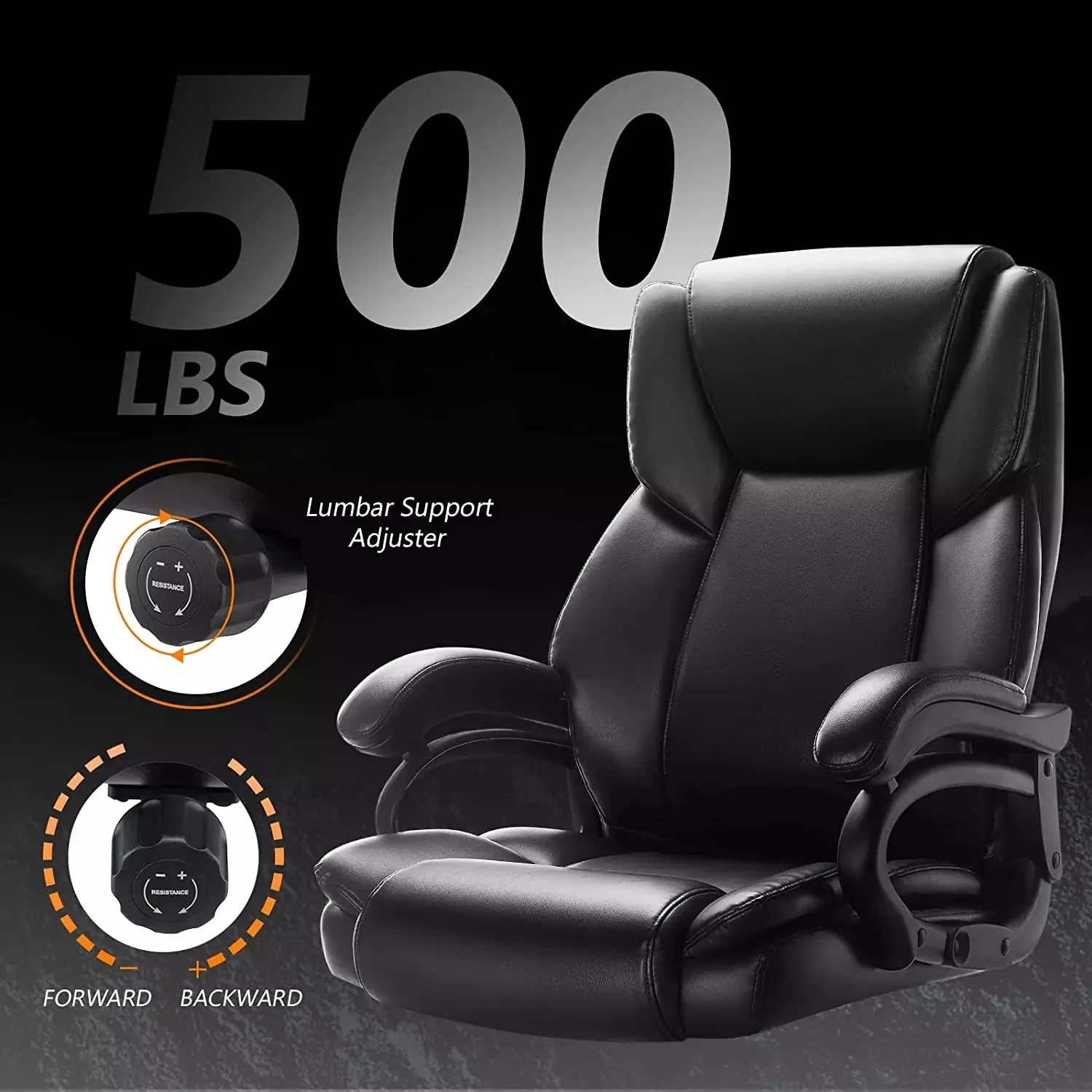 VITESSE Big and Tall Office Chair 500lbs, Adjustable Lumbar Support Executive Office Chair - Image 6