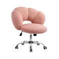 Waleaf Boucle Upholstered Desk Chair Flowers-Shaped Vanity Chair with Wheels for Living Room, Bedroom (White) - Image 8