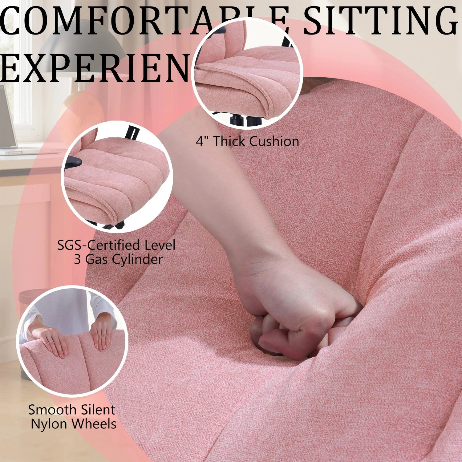 Waleaf Criss Cross Chair with Flip-Up Arms & Airbag Lumbar Support, Wide Seat Office Chair on Wheels - Image 13