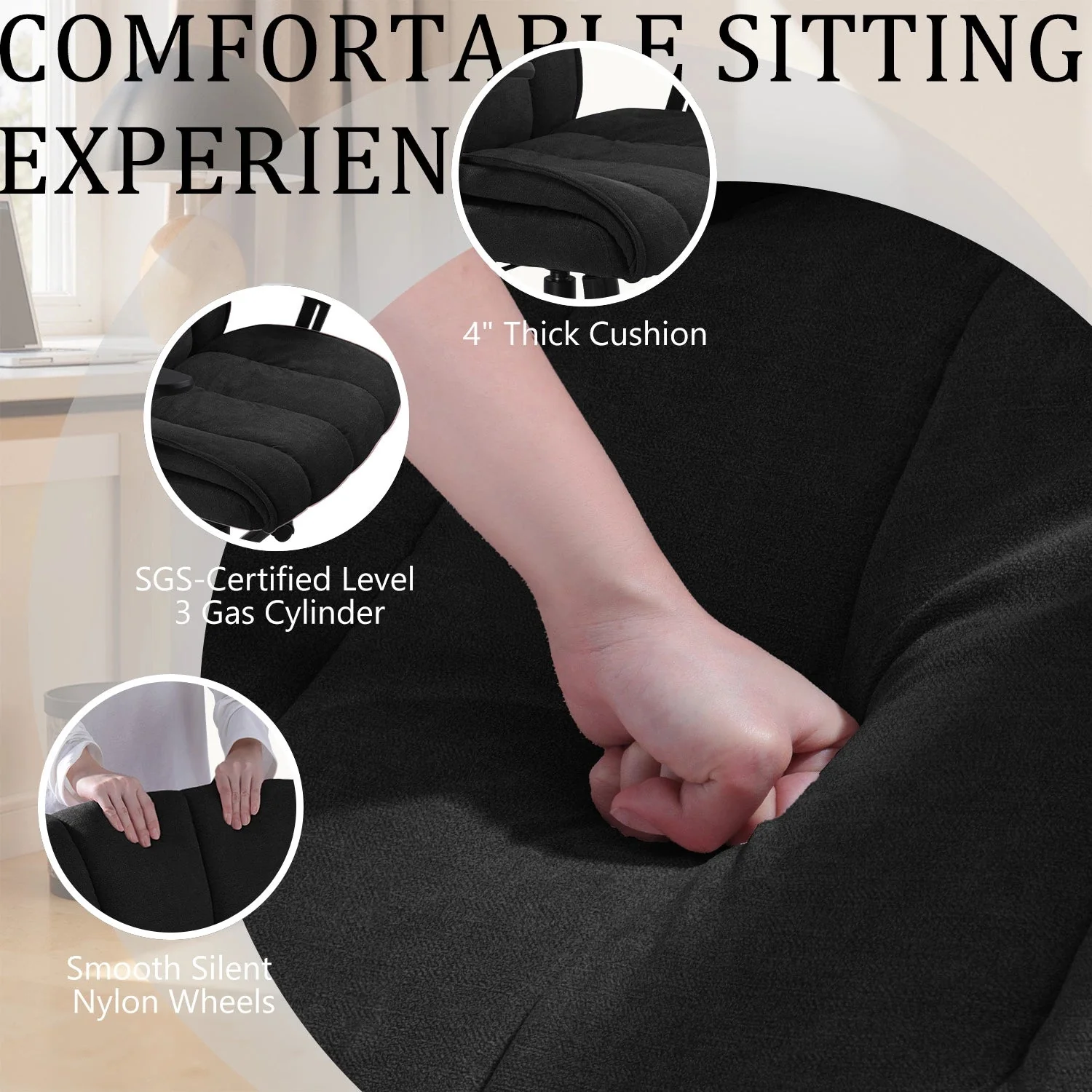 Waleaf Criss Cross Chair with Flip-Up Arms & Airbag Lumbar Support, Wide Seat Office Chair on Wheels - Image 7