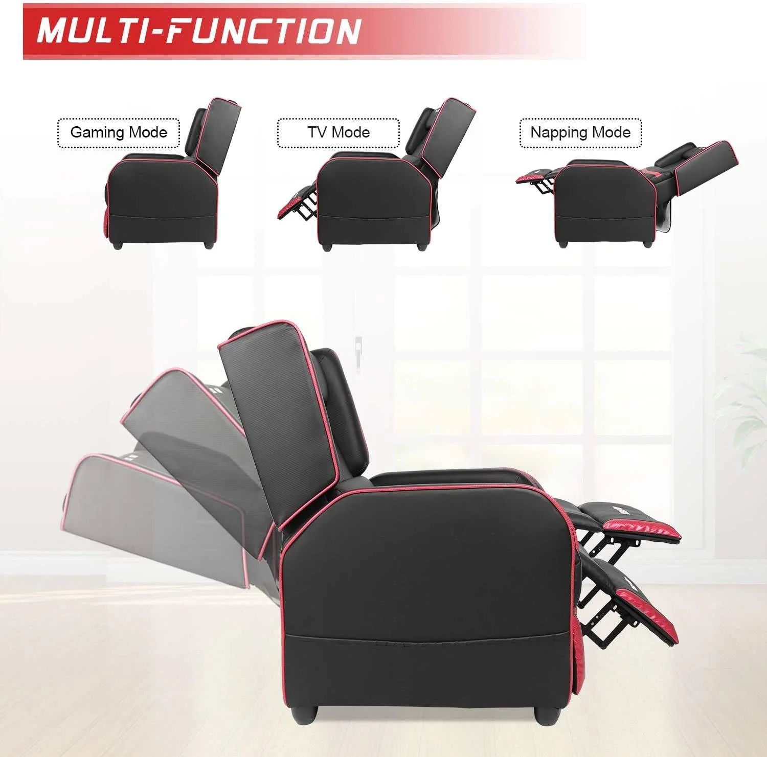 Waleaf Ergonomic Gaming Recliner Chair,PU Leather Recliner Seating Sofa - Image 39