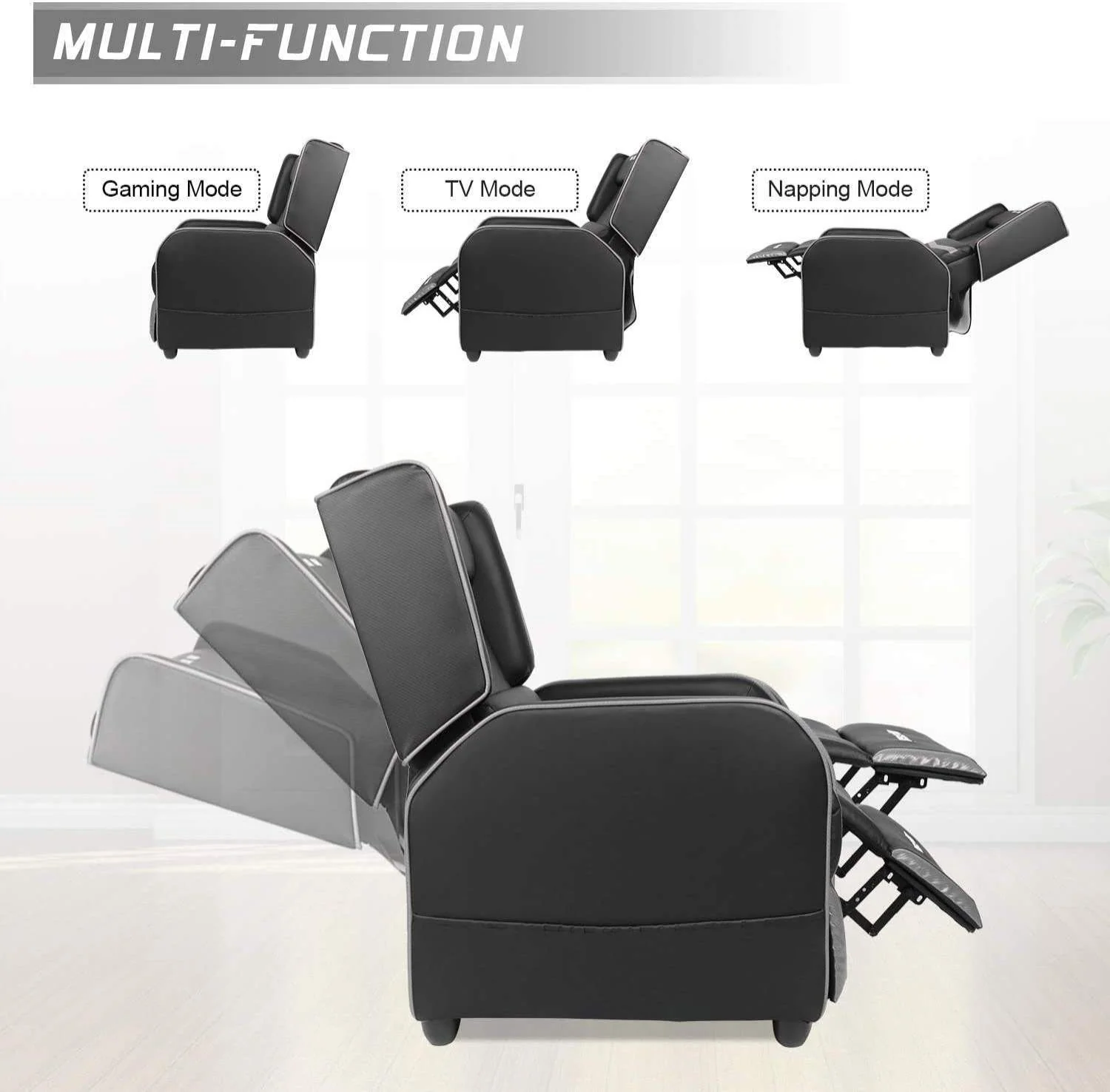 Waleaf Ergonomic Gaming Recliner Chair,PU Leather Recliner Seating Sofa - Image 5
