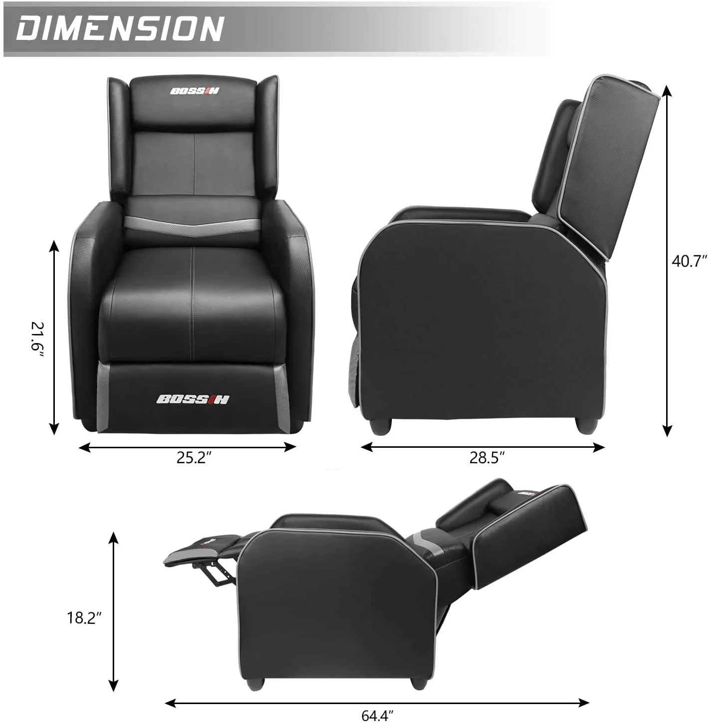Waleaf Ergonomic Gaming Recliner Chair,PU Leather Recliner Seating Sofa - Image 7