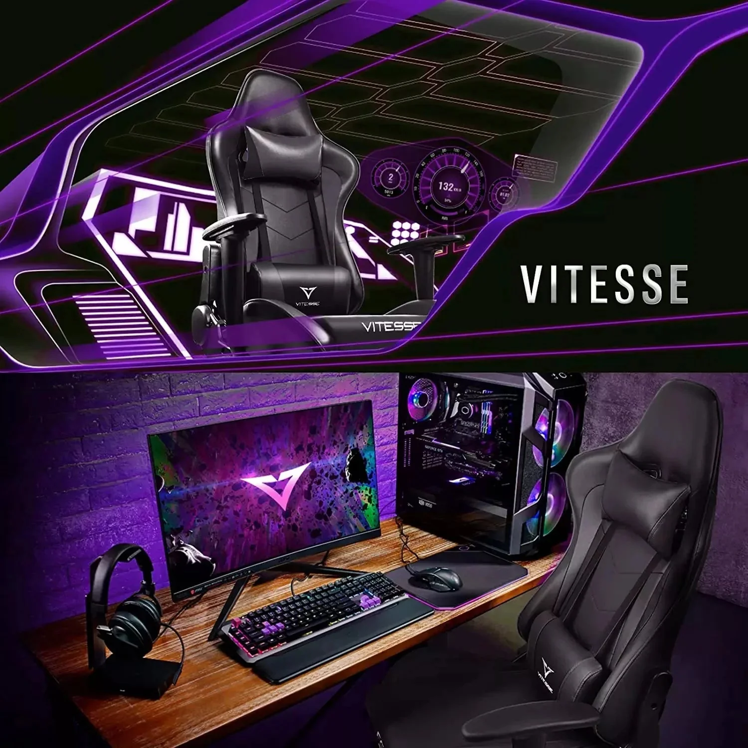Bossin Ergonomic Leather Gaming Chair, Reclining PC Gaming Chair - Image 12