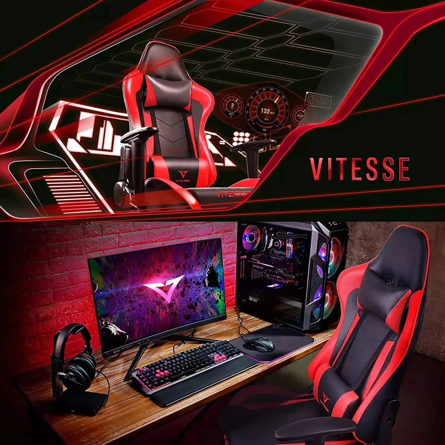 Bossin Ergonomic Leather Gaming Chair, Reclining PC Gaming Chair - Image 3