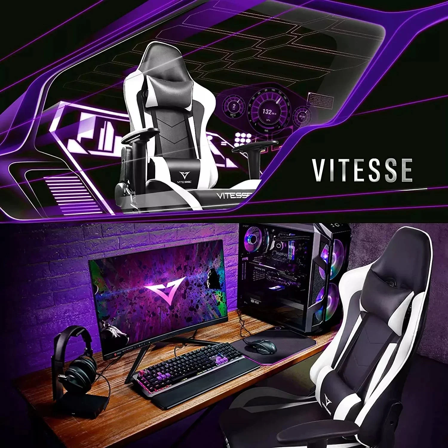 Bossin Ergonomic Leather Gaming Chair, Reclining PC Gaming Chair - Image 36