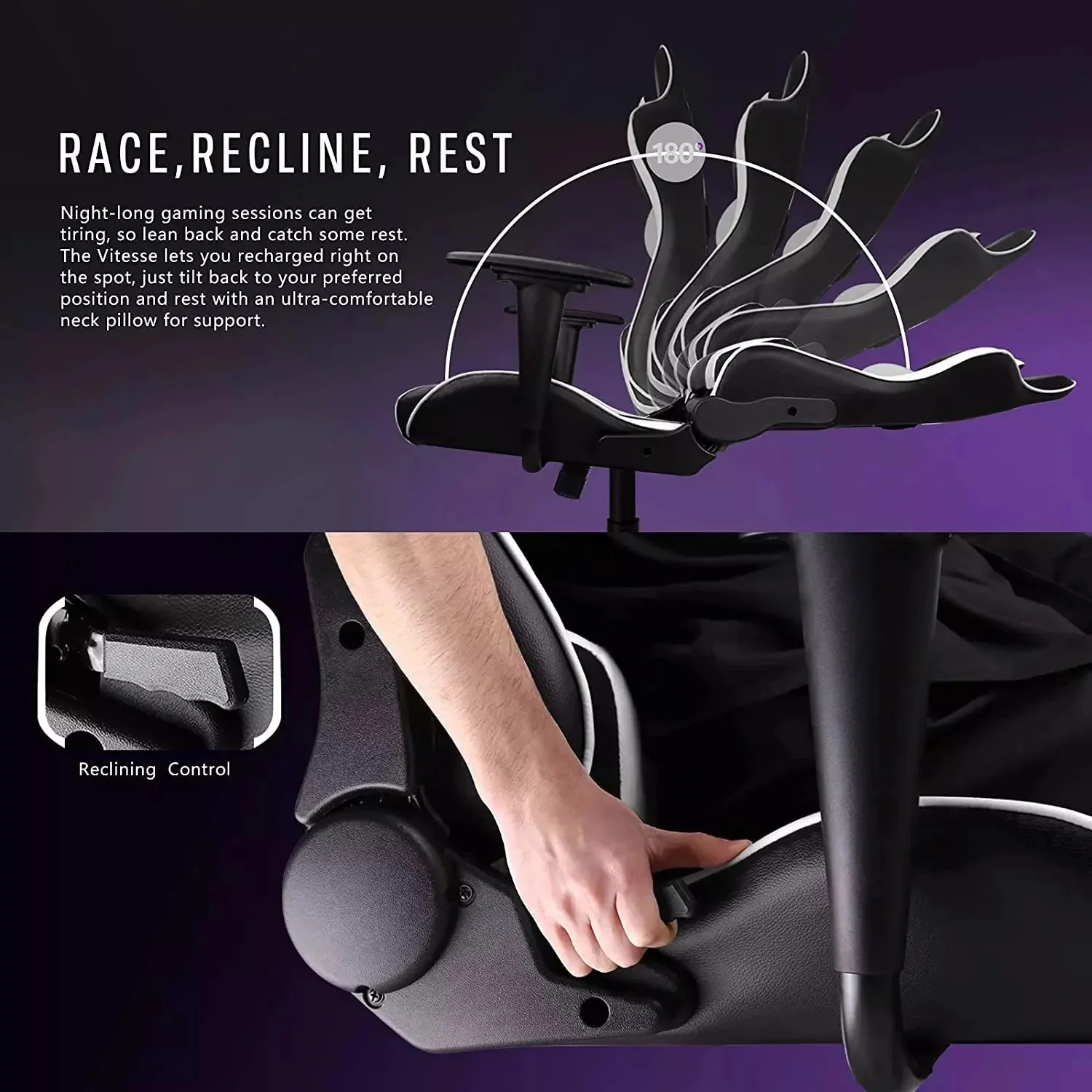 Bossin Ergonomic Leather Gaming Chair, Reclining PC Gaming Chair - Image 38