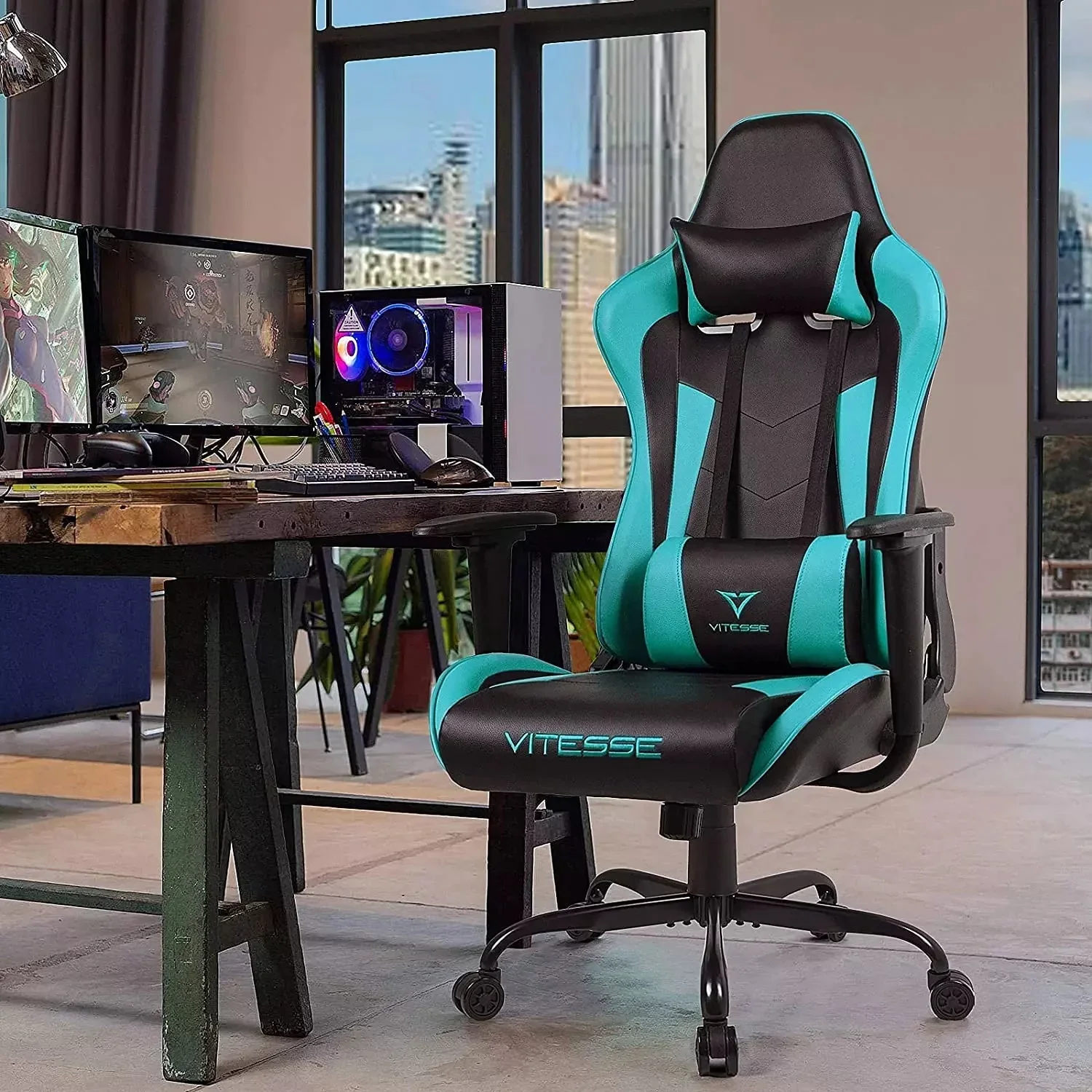 Bossin Ergonomic Leather Gaming Chair, Reclining PC Gaming Chair - Image 44