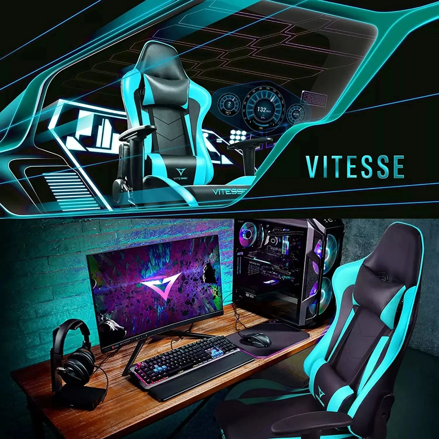 Bossin Ergonomic Leather Gaming Chair, Reclining PC Gaming Chair - Image 47