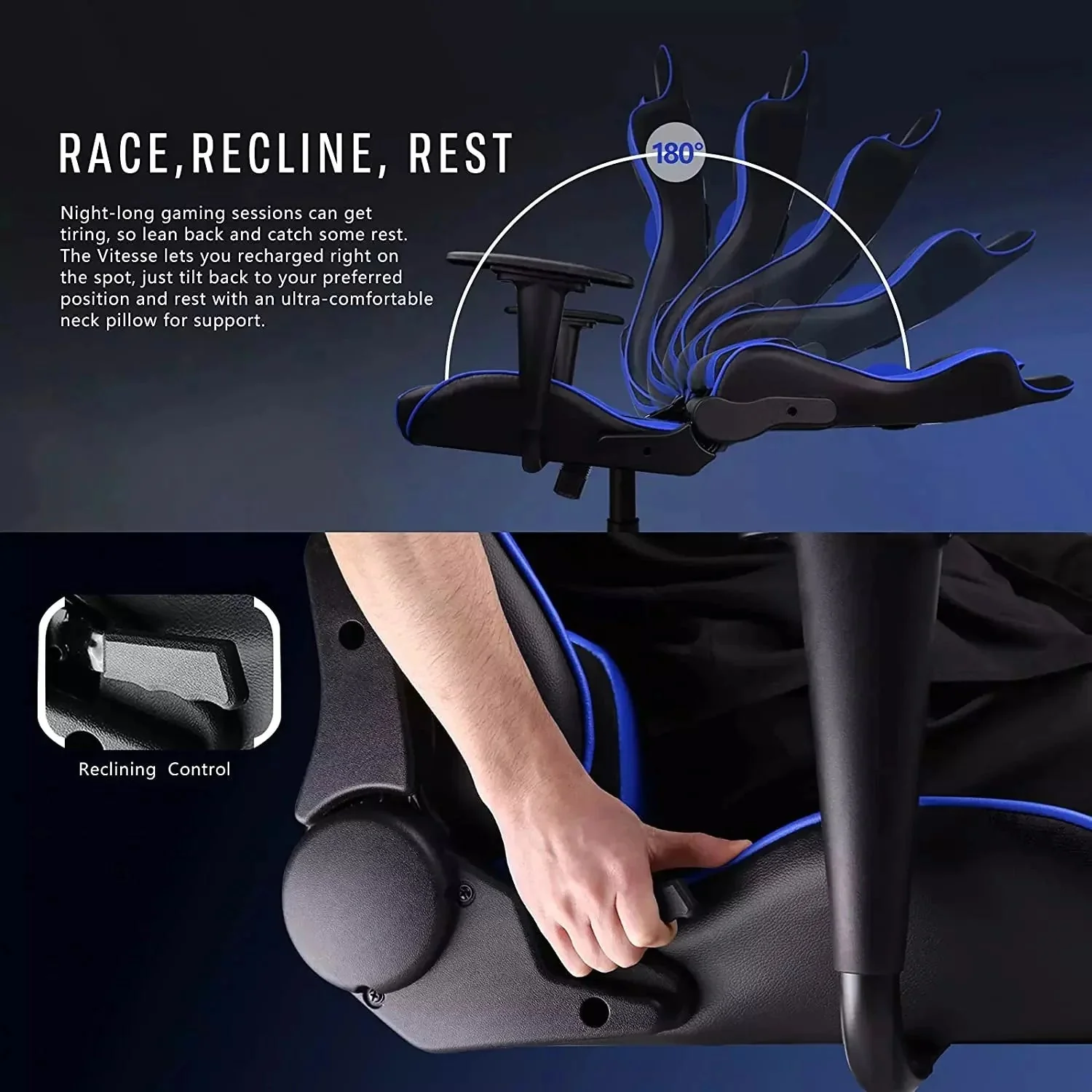 Bossin Ergonomic Leather Gaming Chair, Reclining PC Gaming Chair - Image 56