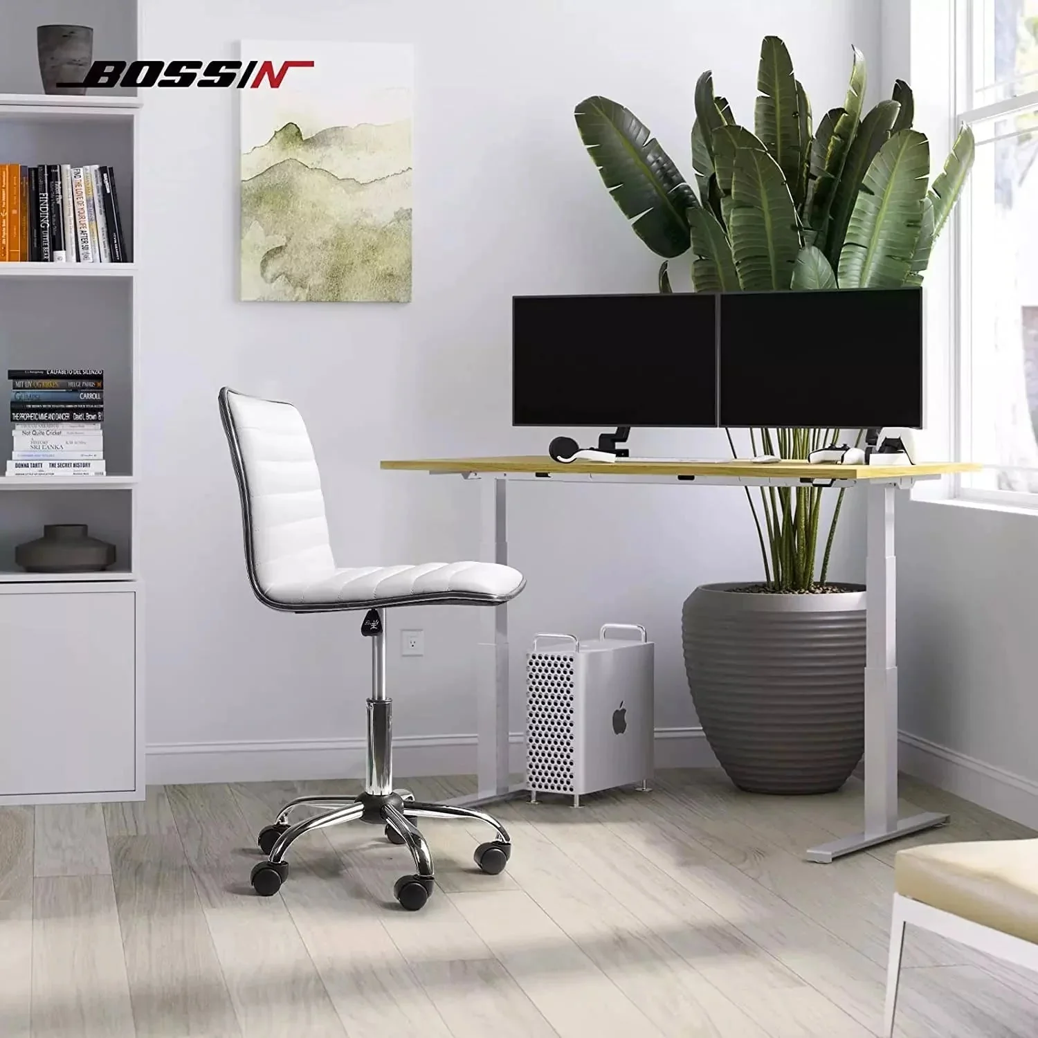 BOSSIN Mid-Back Height Adjustable Office Chair, Armless Swivel Task Chair - Image 10