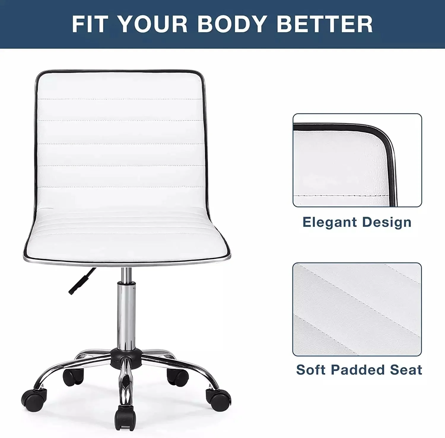 BOSSIN Mid-Back Height Adjustable Office Chair, Armless Swivel Task Chair - Image 12