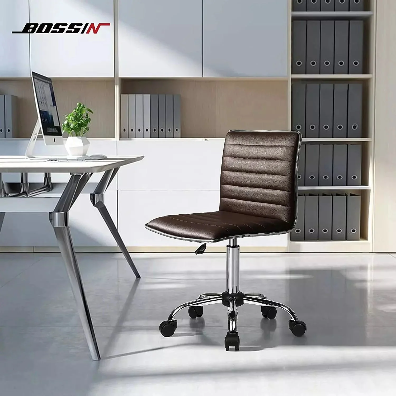 BOSSIN Mid-Back Height Adjustable Office Chair, Armless Swivel Task Chair - Image 16
