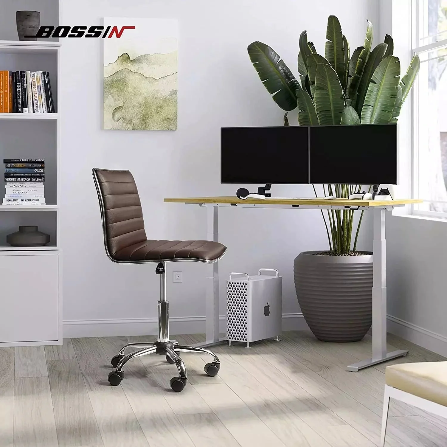 BOSSIN Mid-Back Height Adjustable Office Chair, Armless Swivel Task Chair - Image 17
