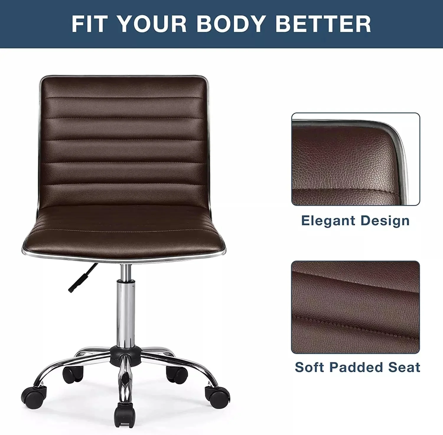 BOSSIN Mid-Back Height Adjustable Office Chair, Armless Swivel Task Chair - Image 19