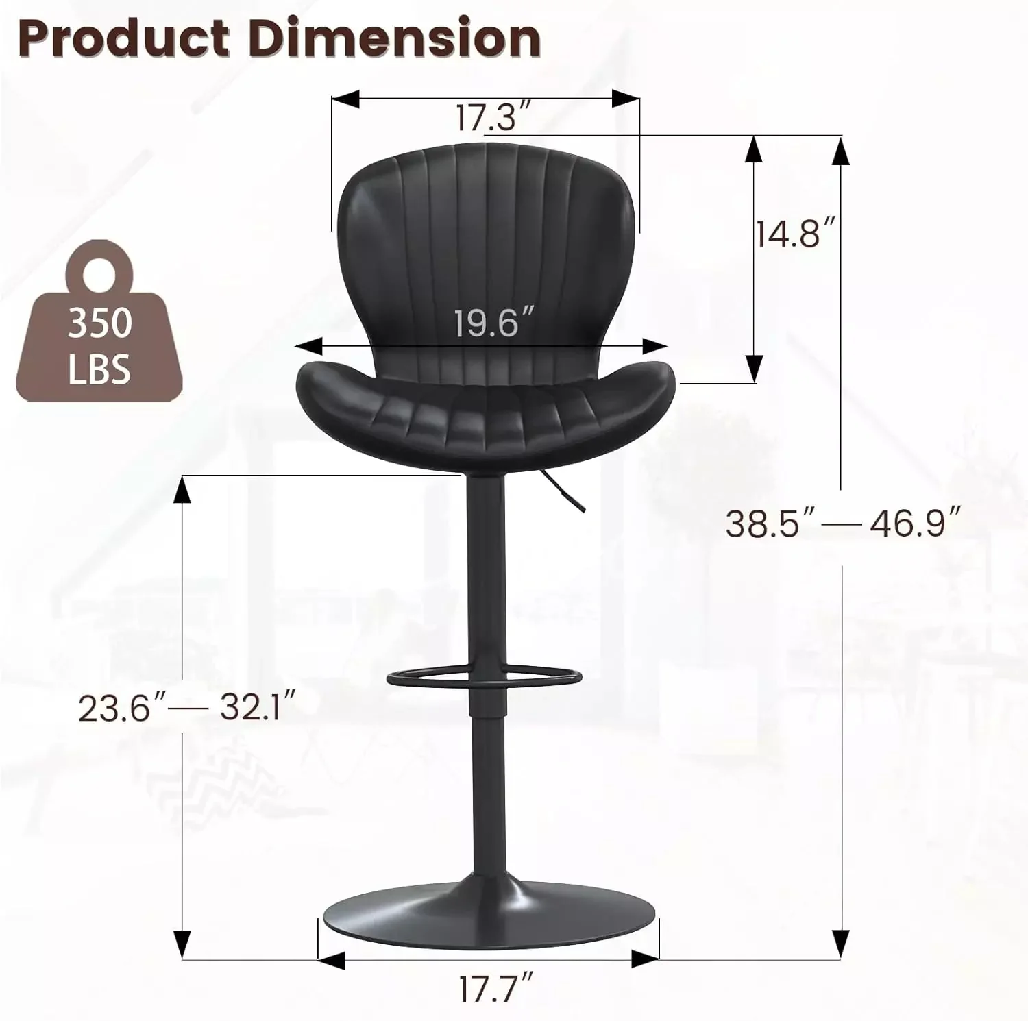 Waleaf Modern Adjustable Bar Stools,Leather Upholstered Swivel Counter Stools BAR06 - Image 10
