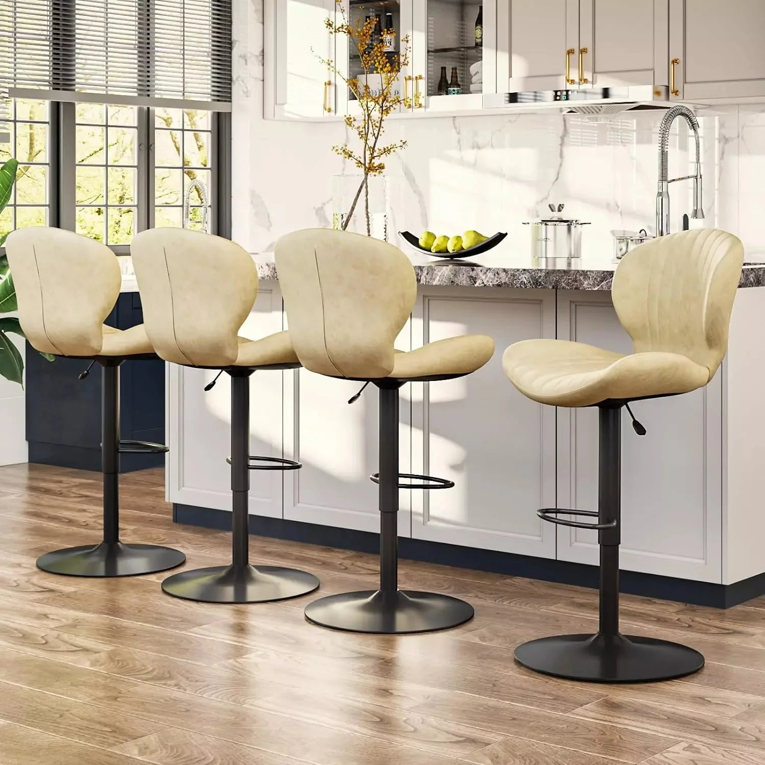Waleaf Modern Adjustable Bar Stools,Leather Upholstered Swivel Counter Stools BAR06 - Image 18