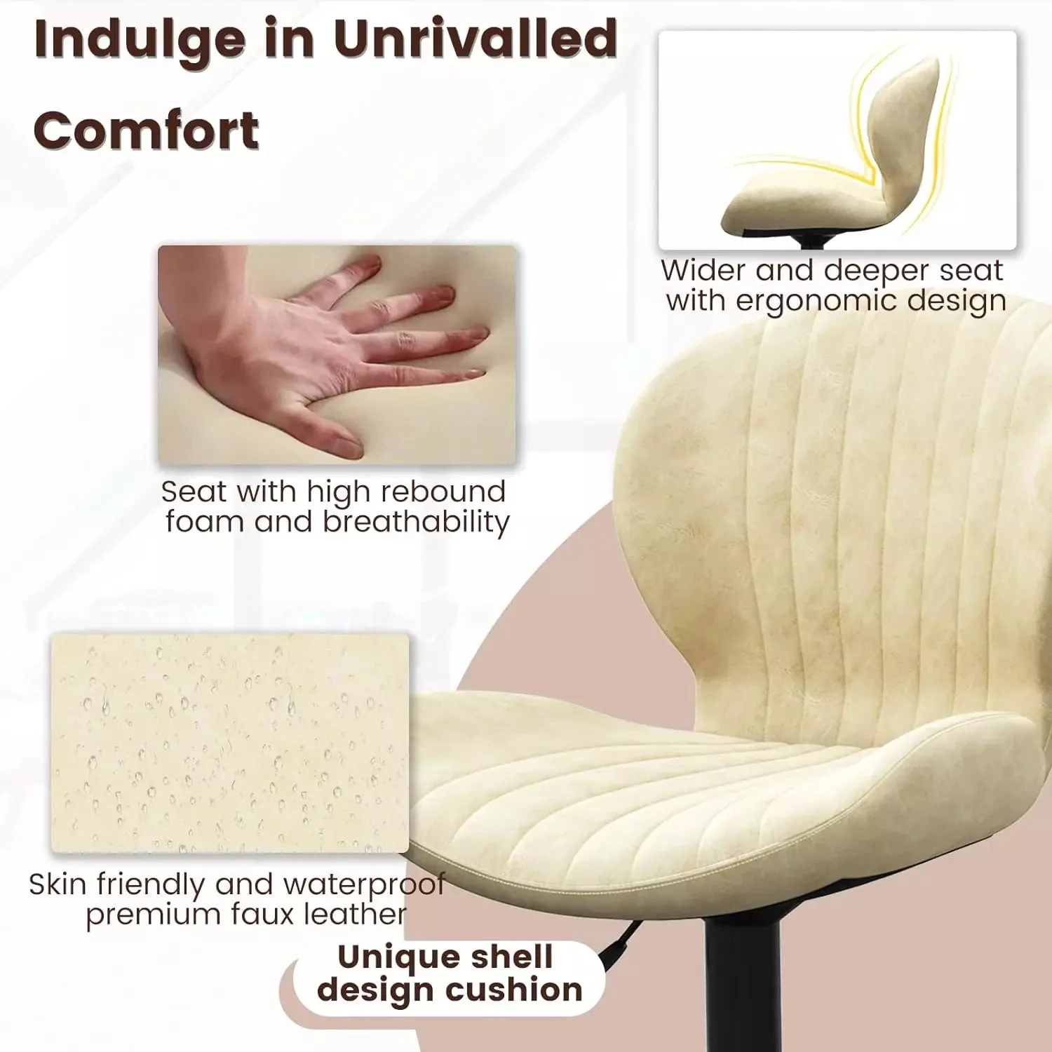 Waleaf Modern Adjustable Bar Stools,Leather Upholstered Swivel Counter Stools BAR06 - Image 19