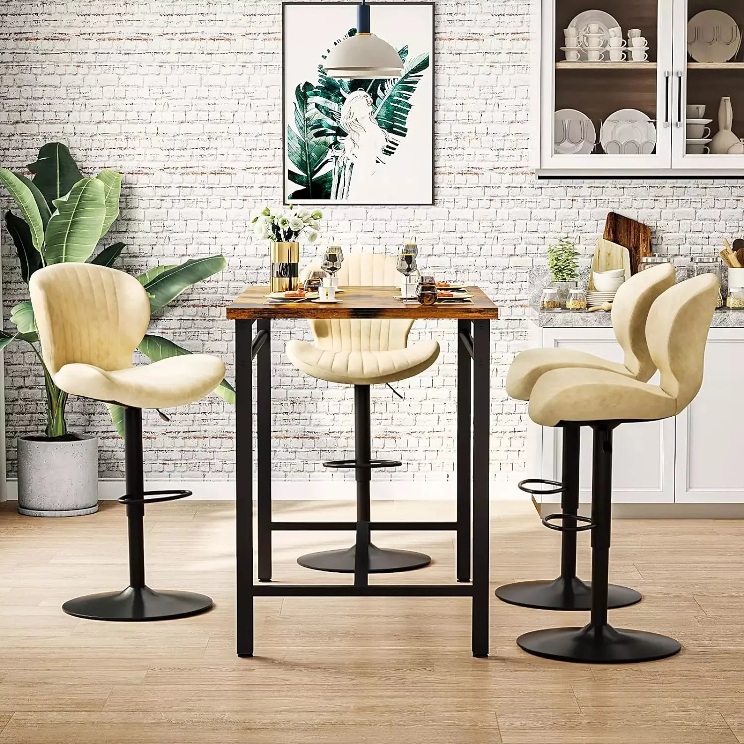 Waleaf Modern Adjustable Bar Stools,Leather Upholstered Swivel Counter Stools BAR06 - Image 21